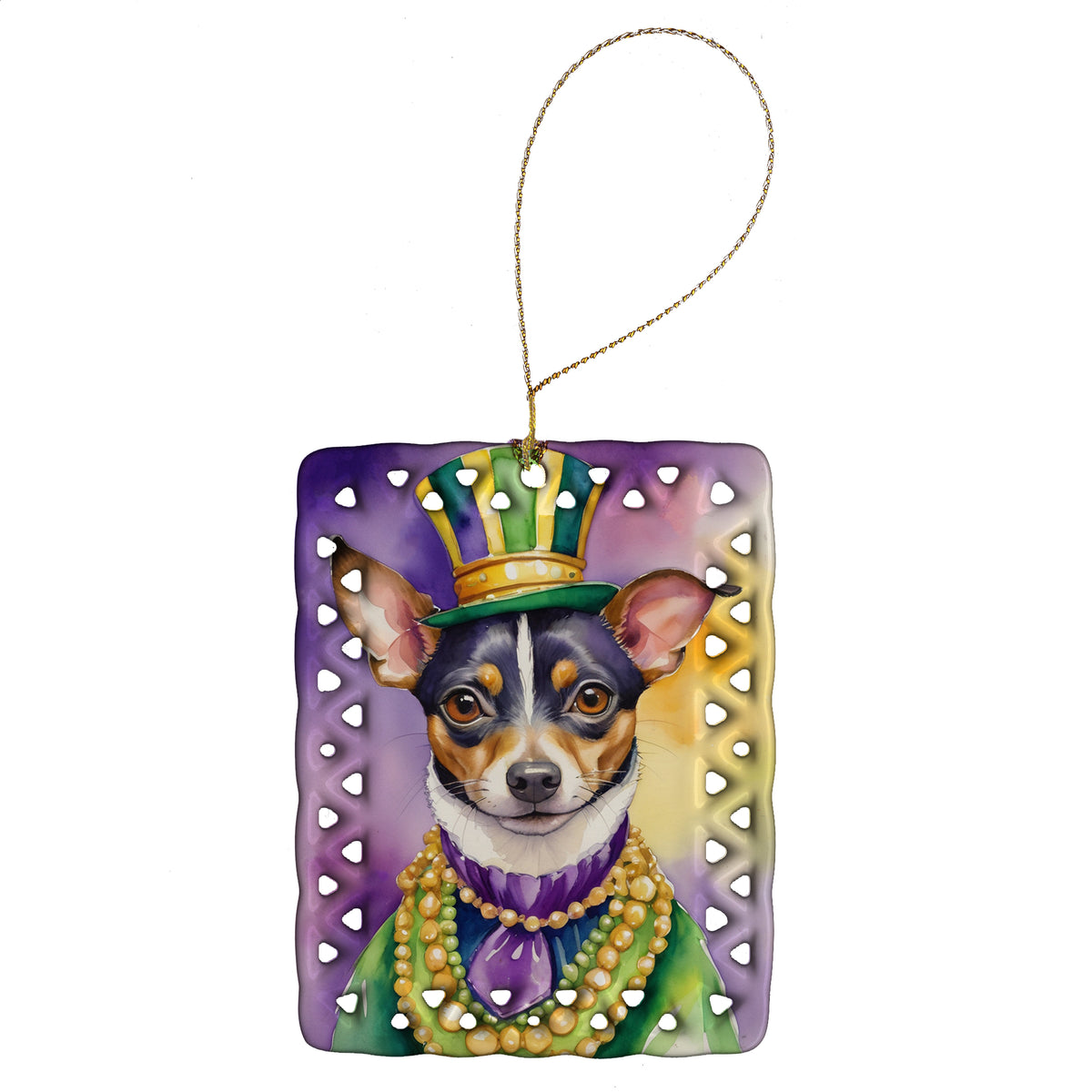 Buy this Rat Terrier King of Mardi Gras Porcelain Ornament