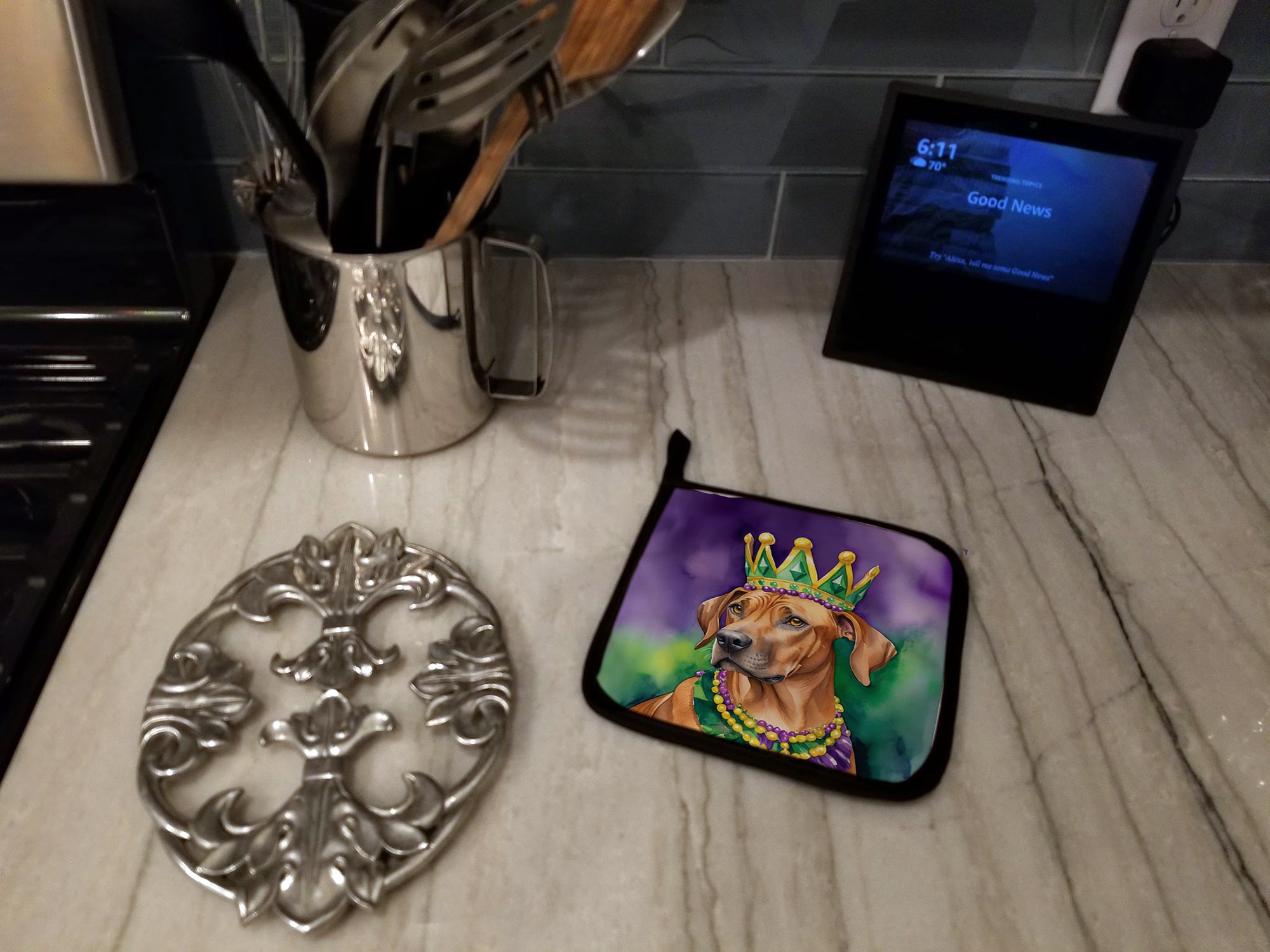 Rhodesian Ridgeback King of Mardi Gras Pair of Pot Holders