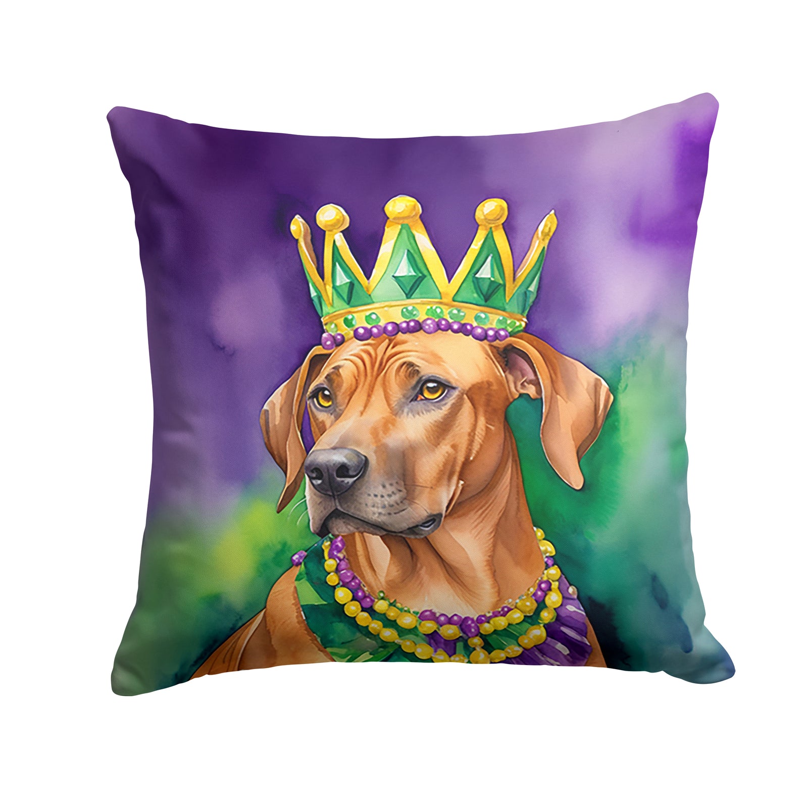 Buy this Rhodesian Ridgeback King of Mardi Gras Throw Pillow