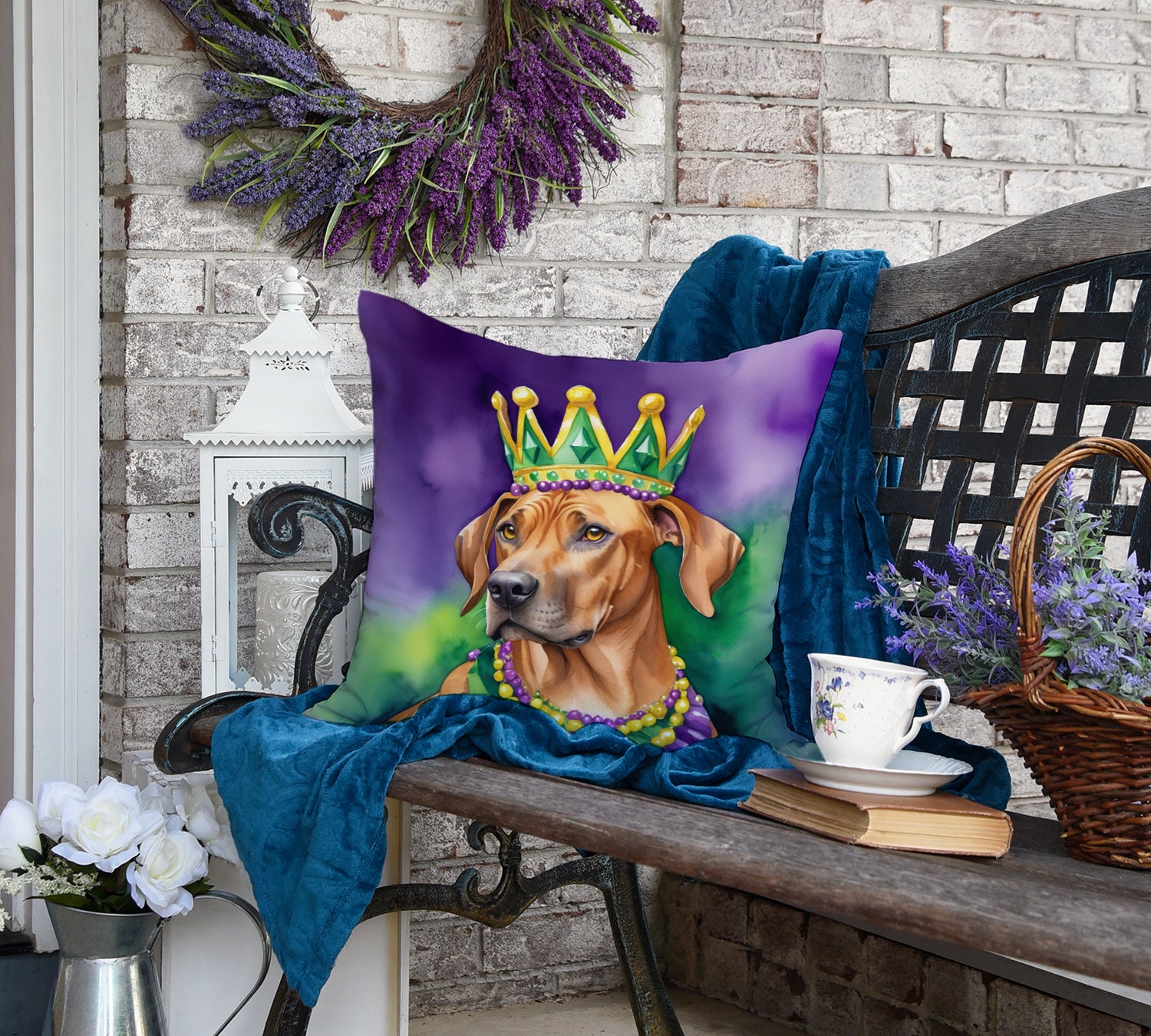 Rhodesian Ridgeback King of Mardi Gras Throw Pillow