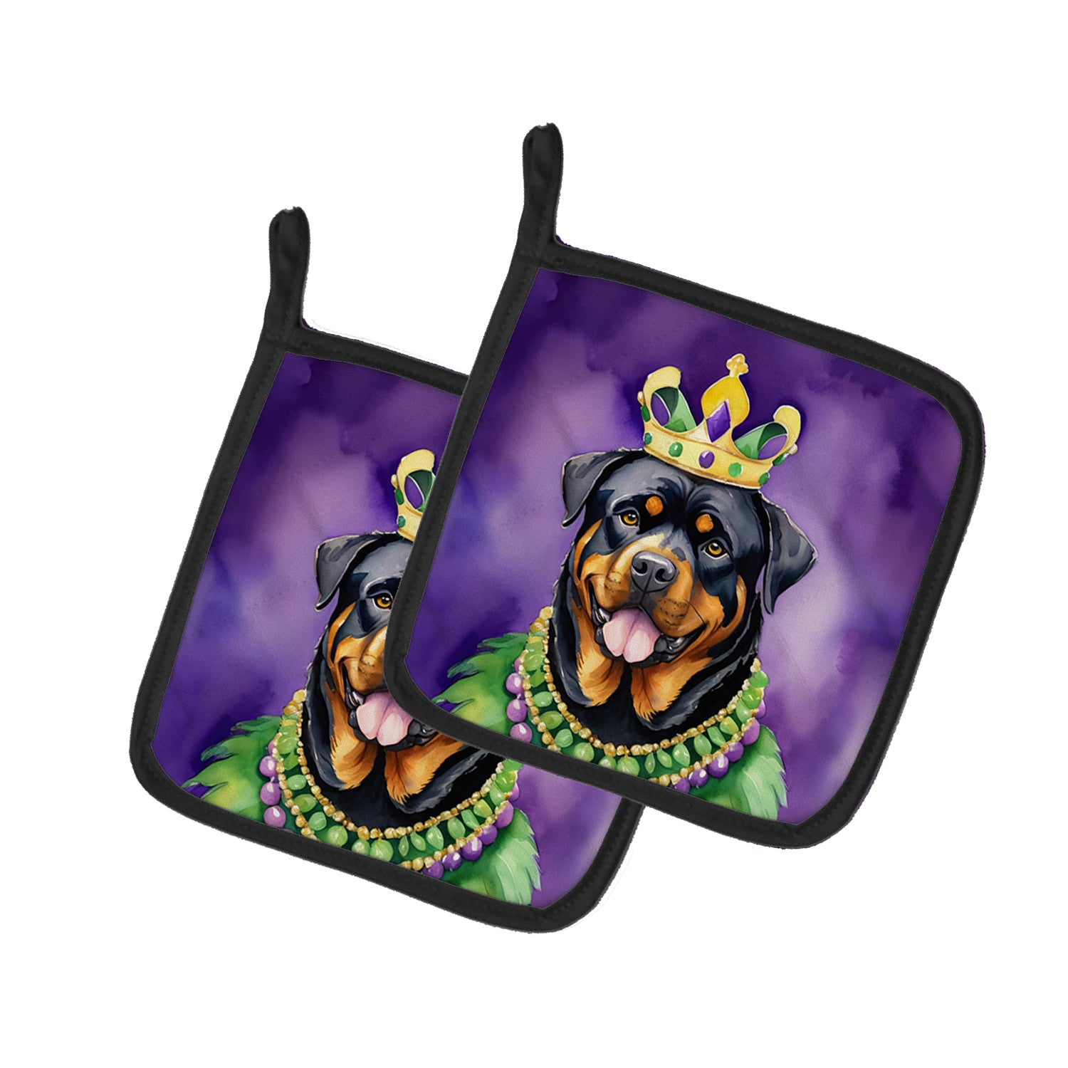 Buy this Rottweiler King of Mardi Gras Pair of Pot Holders