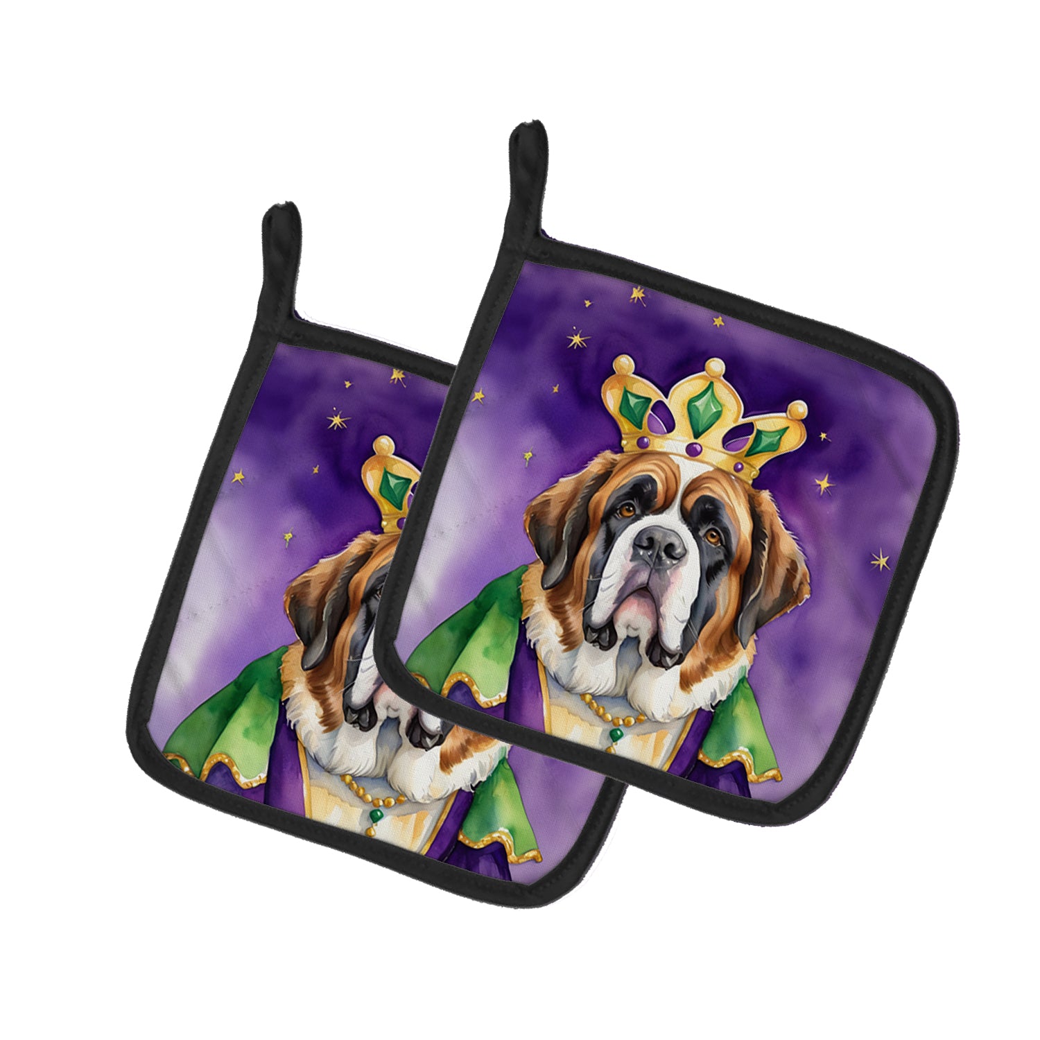 Buy this Saint Bernard King of Mardi Gras Pair of Pot Holders