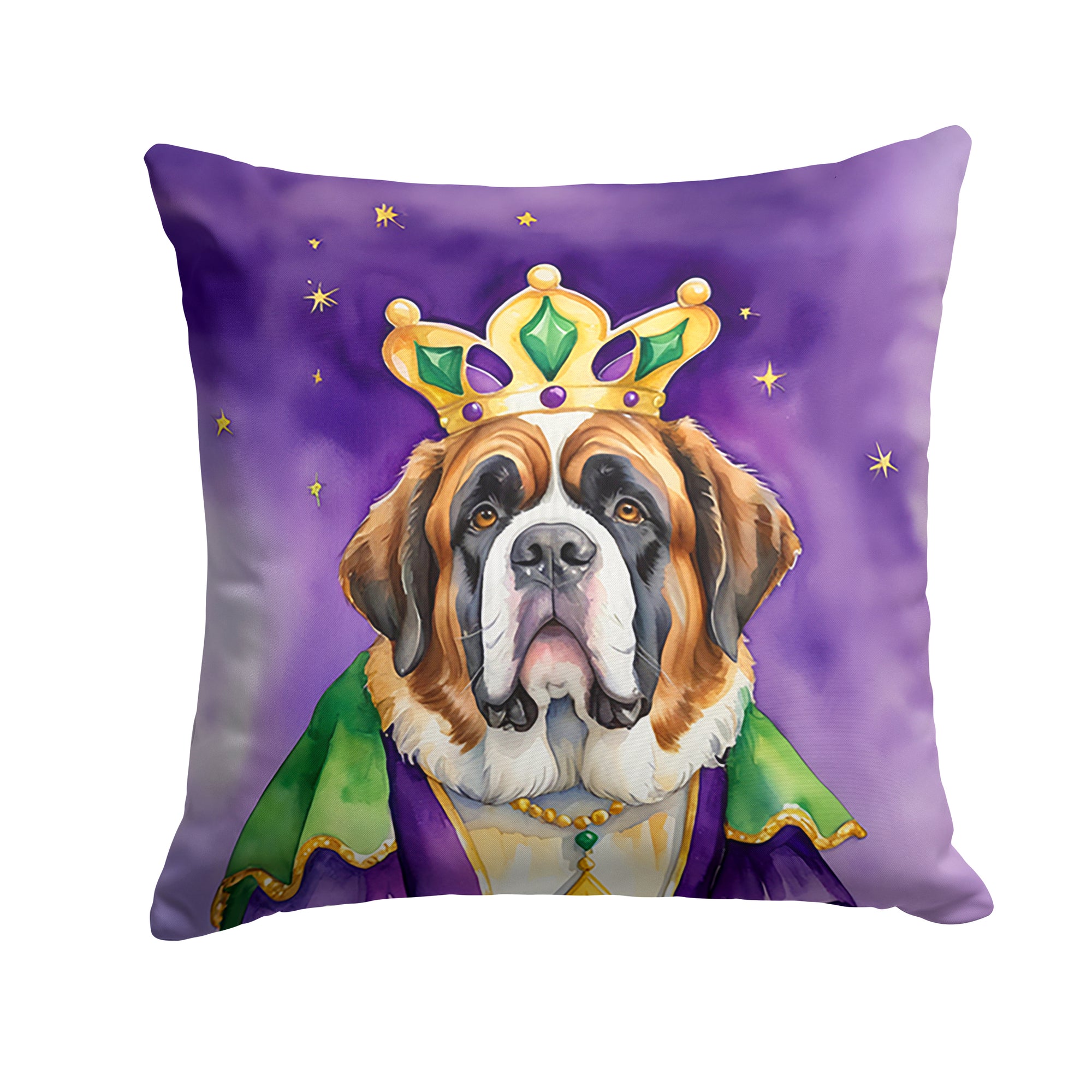 Buy this Saint Bernard King of Mardi Gras Throw Pillow