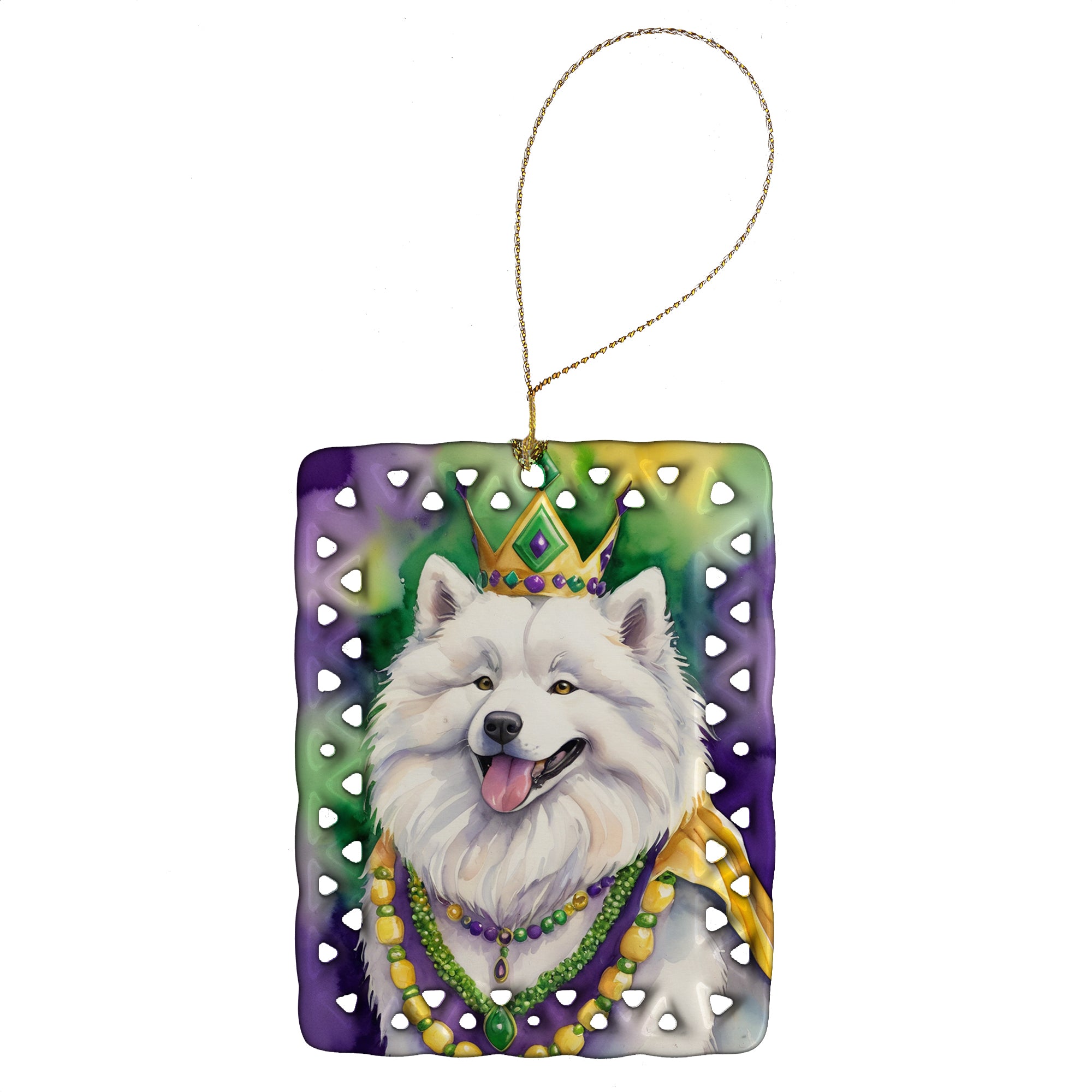 Buy this Samoyed King of Mardi Gras Porcelain Ornament