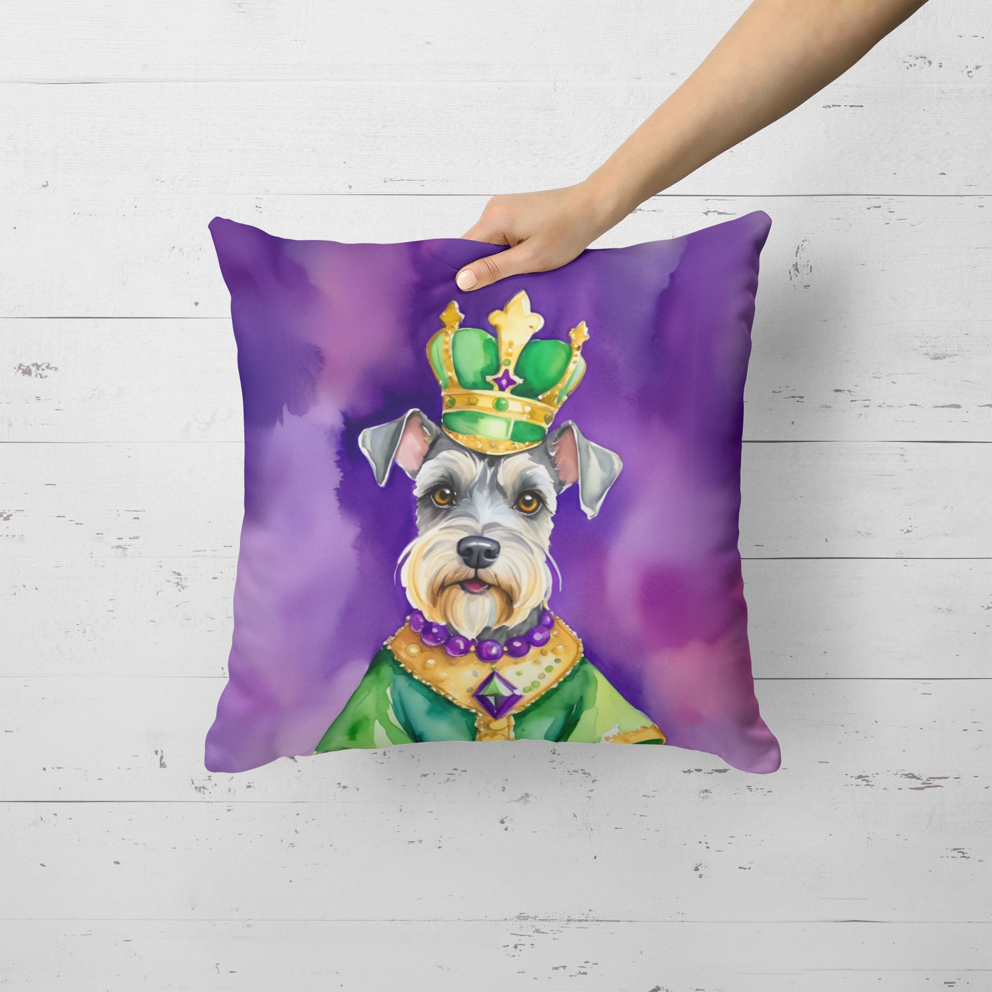 Buy this Schnauzer King of Mardi Gras Throw Pillow