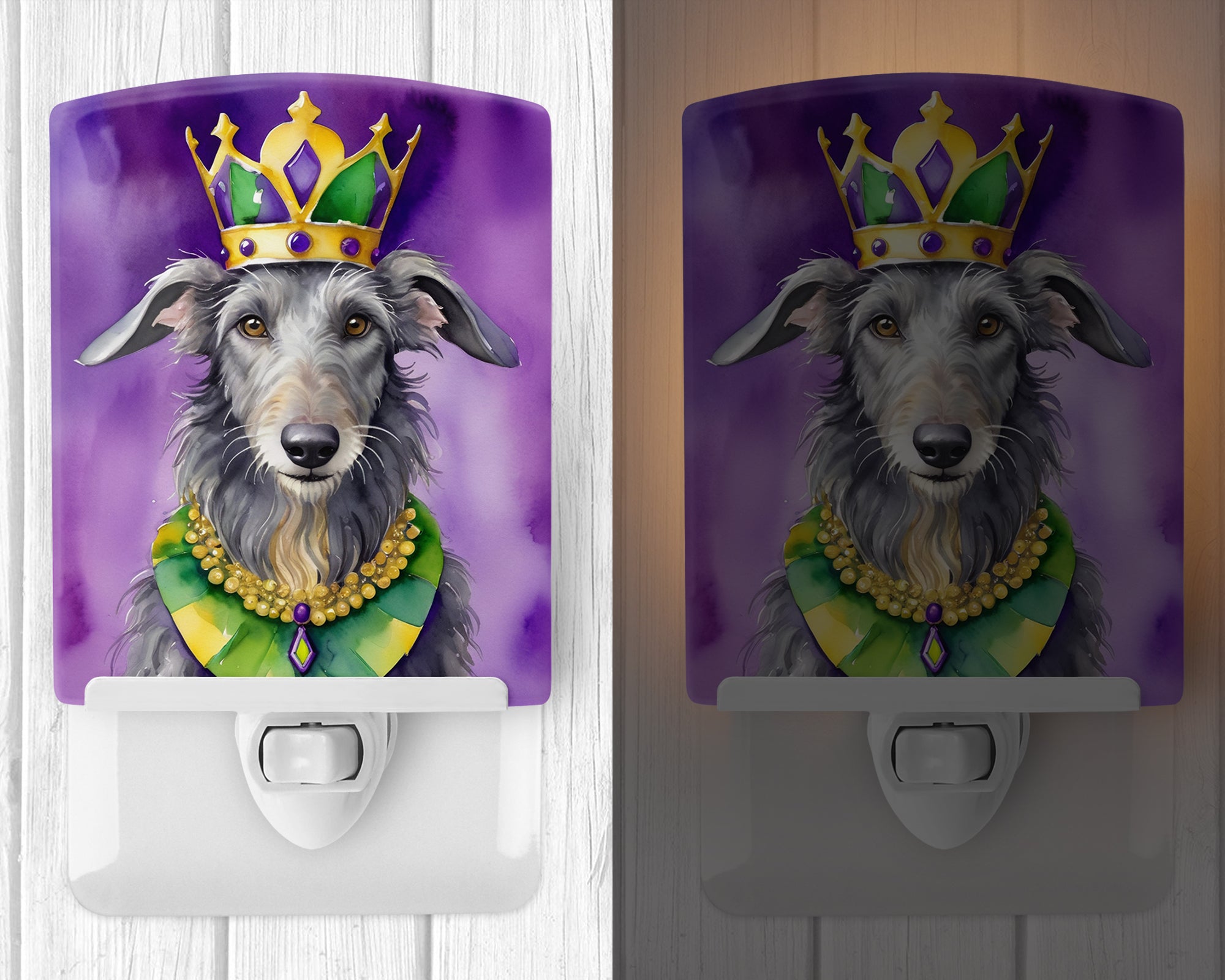 Scottish Deerhound King of Mardi Gras Ceramic Night Light