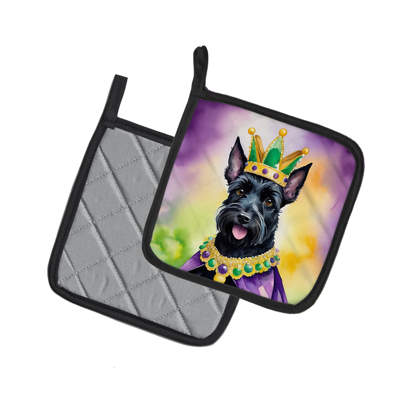 Buy this Scottish Terrier King of Mardi Gras Pair of Pot Holders