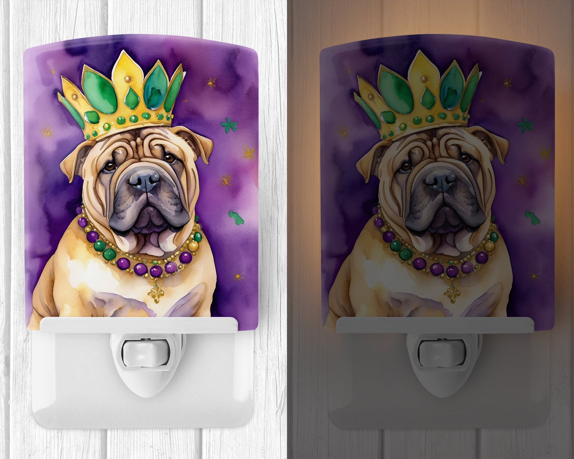 Shar Pei King of Mardi Gras Ceramic Night Light