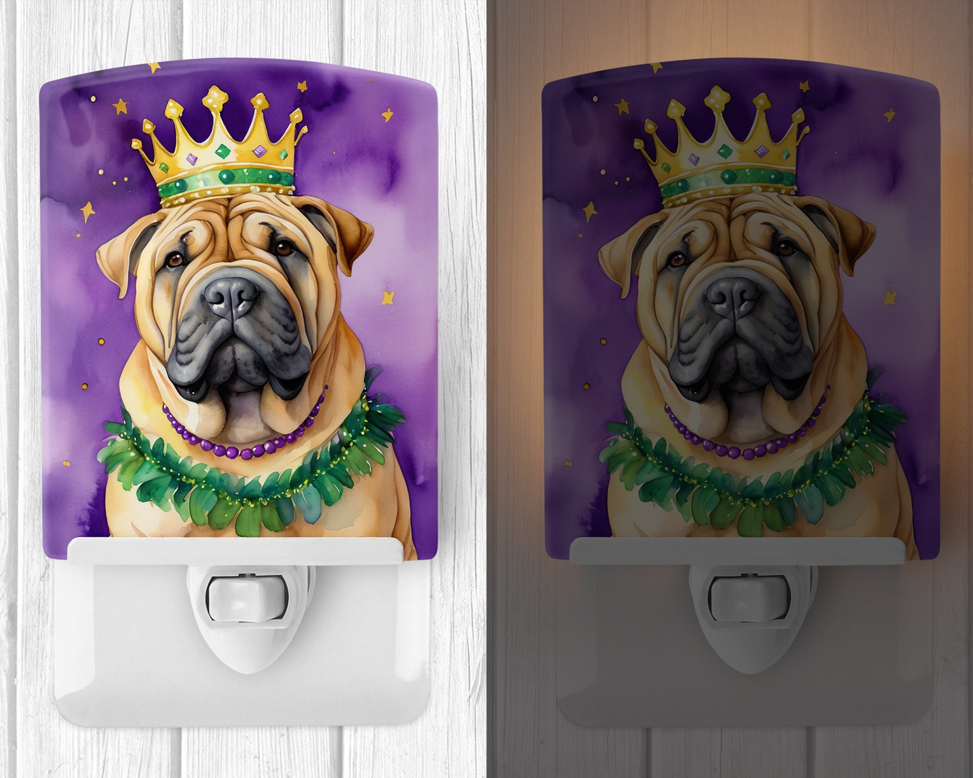 Shar Pei King of Mardi Gras Ceramic Night Light