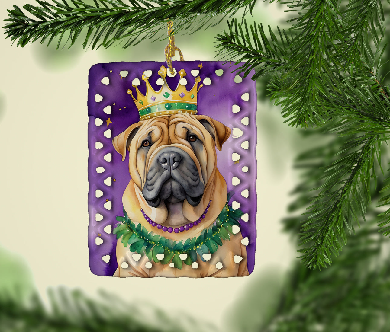 Buy this Shar Pei King of Mardi Gras Porcelain Ornament