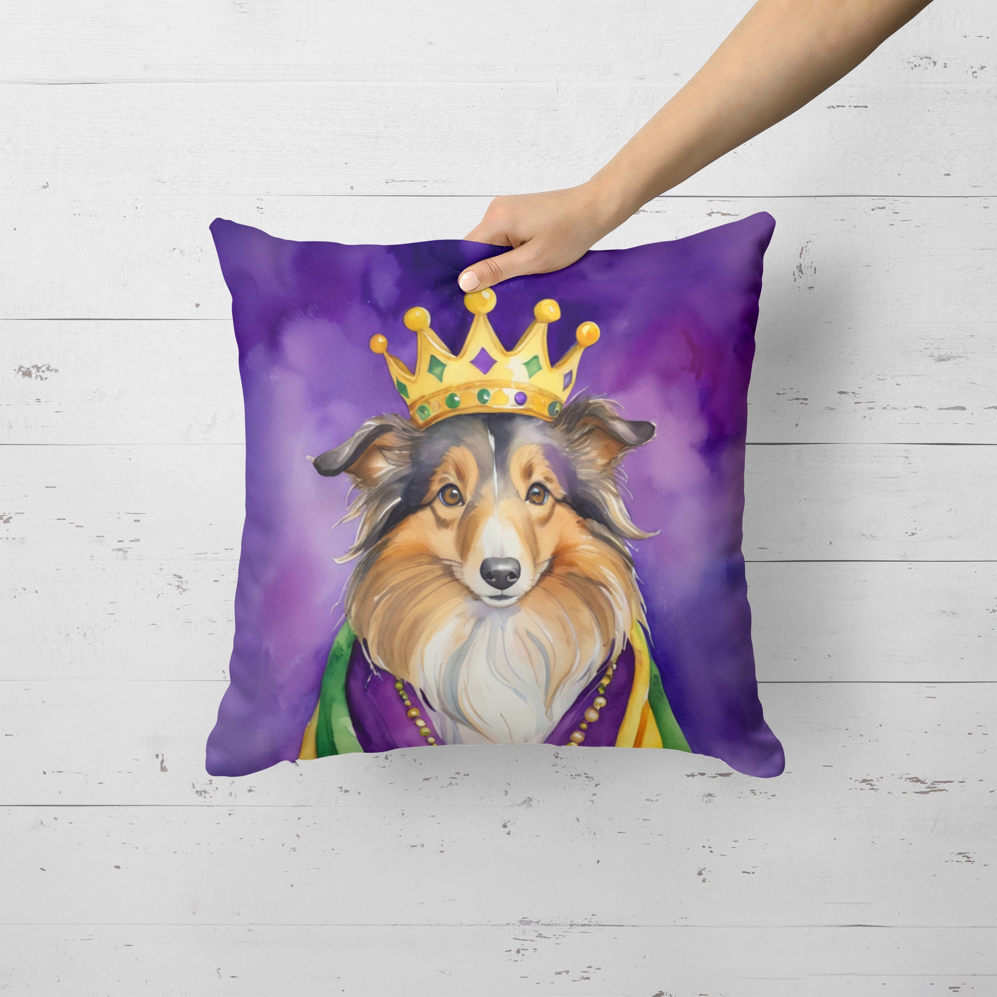 Buy this Sheltie King of Mardi Gras Throw Pillow