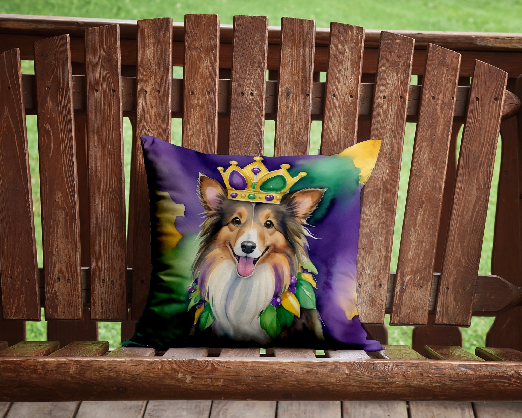 Buy this Sheltie King of Mardi Gras Throw Pillow