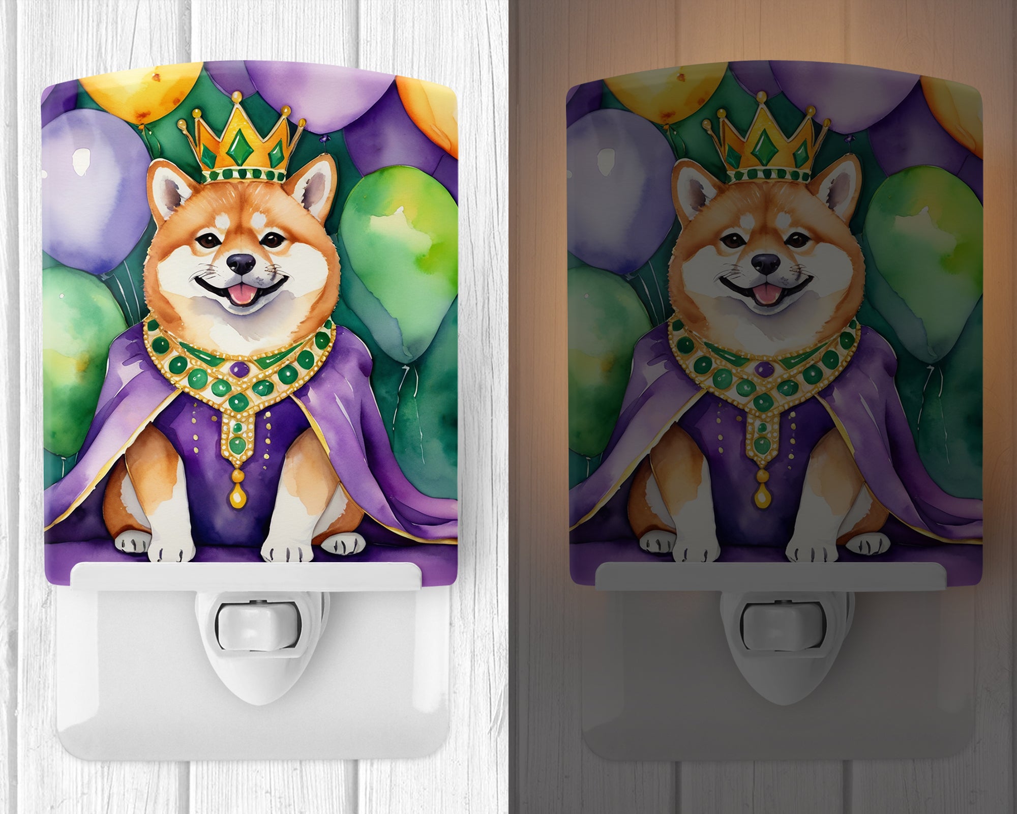 Buy this Shiba Inu King of Mardi Gras Ceramic Night Light