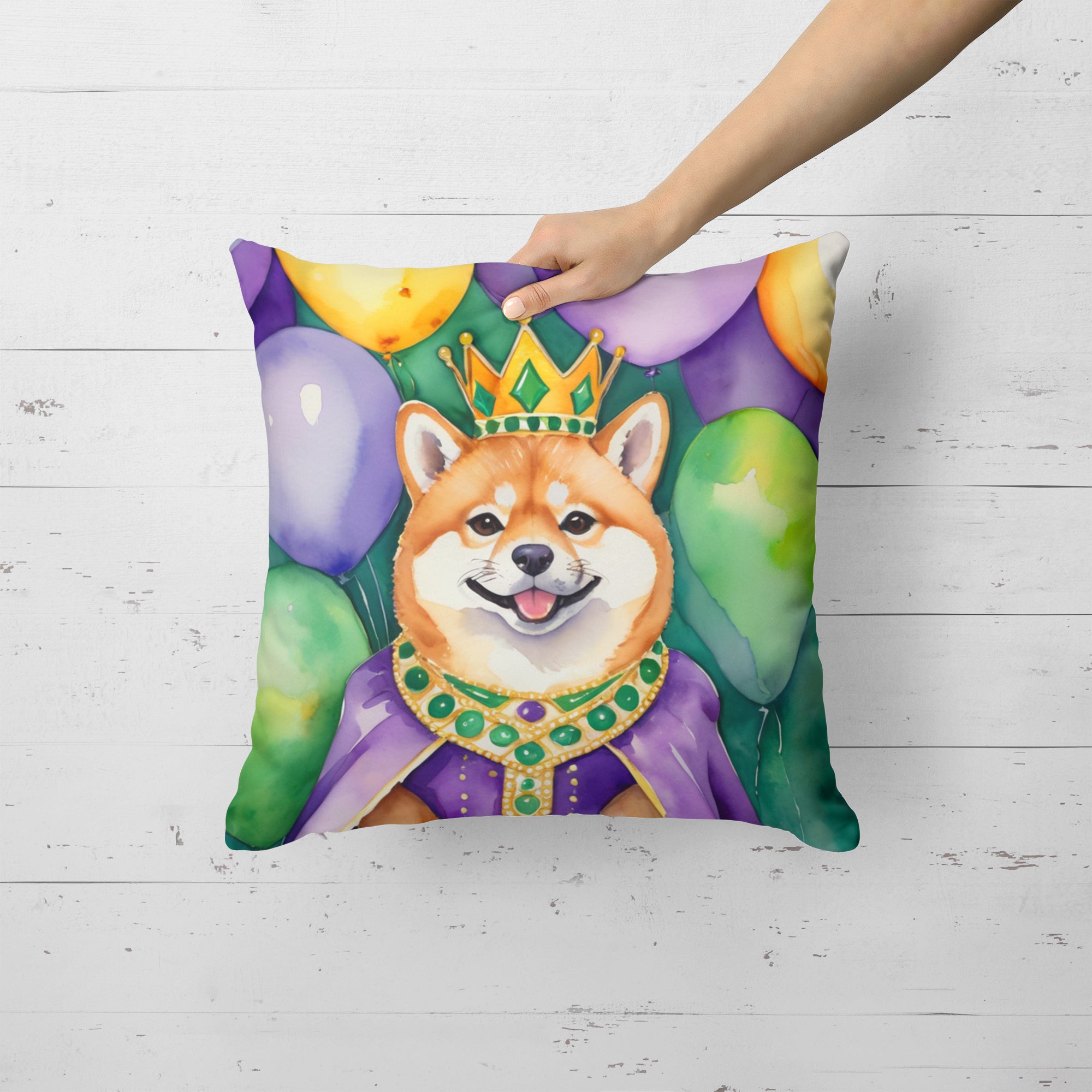 Buy this Shiba Inu King of Mardi Gras Throw Pillow