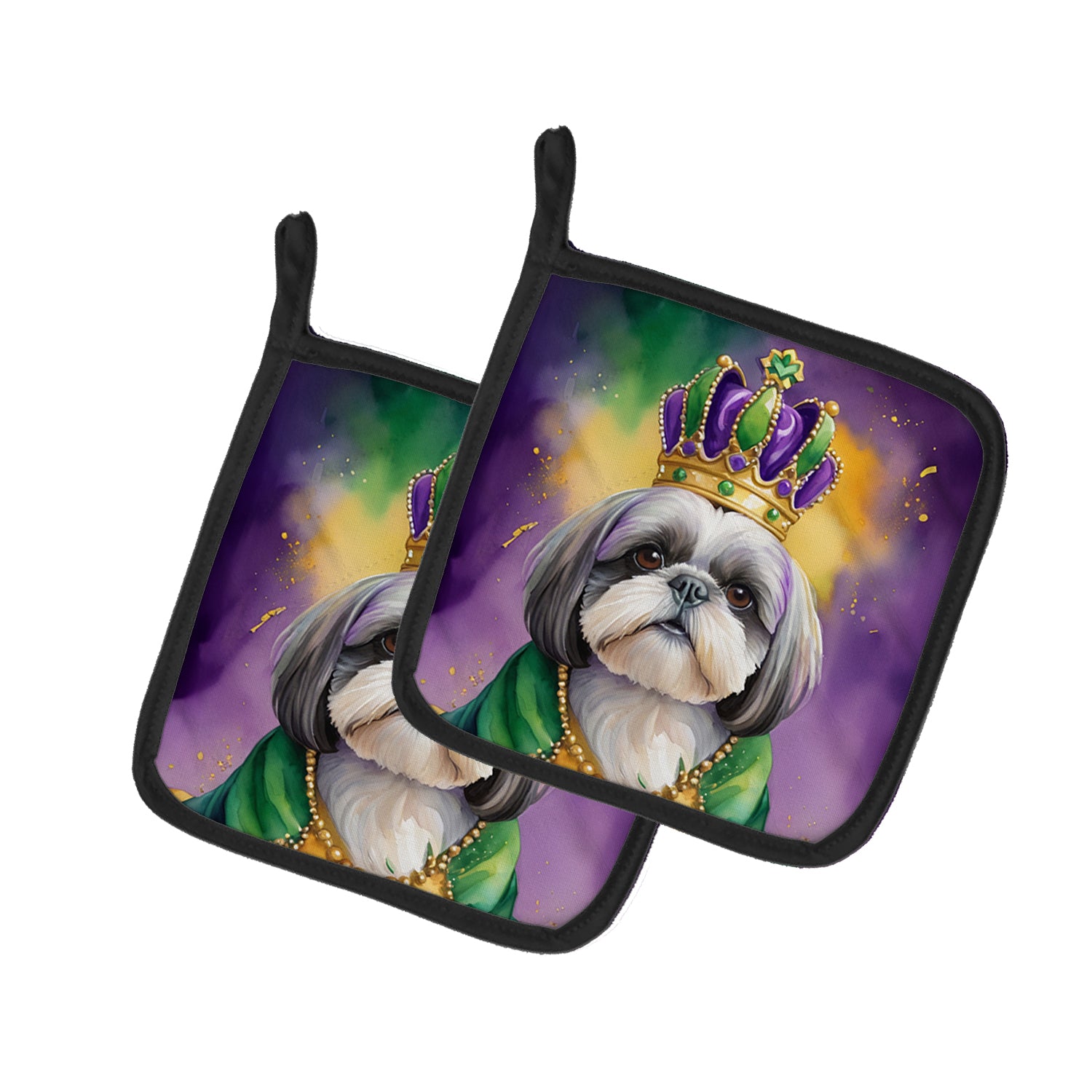 Buy this Shih Tzu King of Mardi Gras Pair of Pot Holders