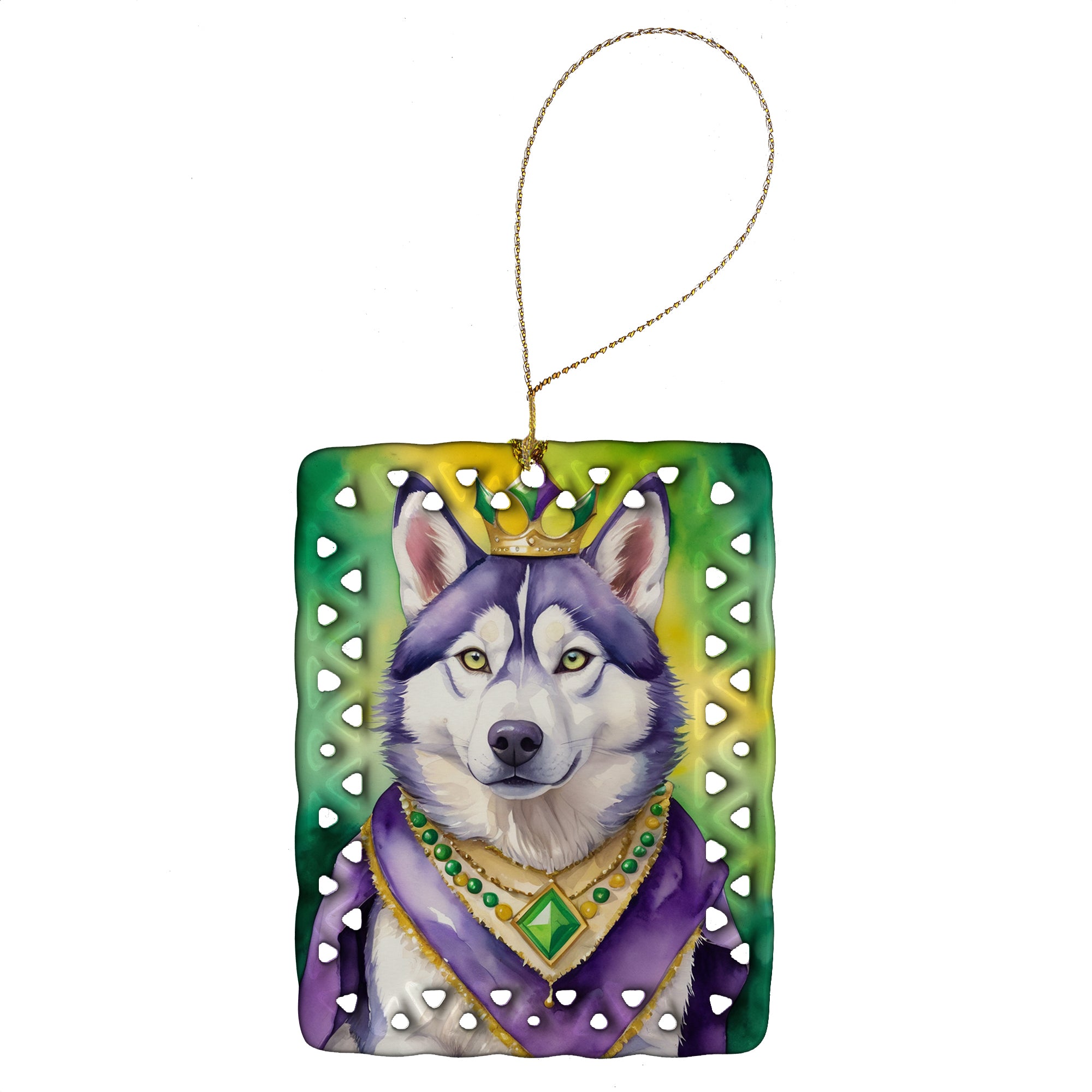 Buy this Siberian Husky King of Mardi Gras Porcelain Ornament