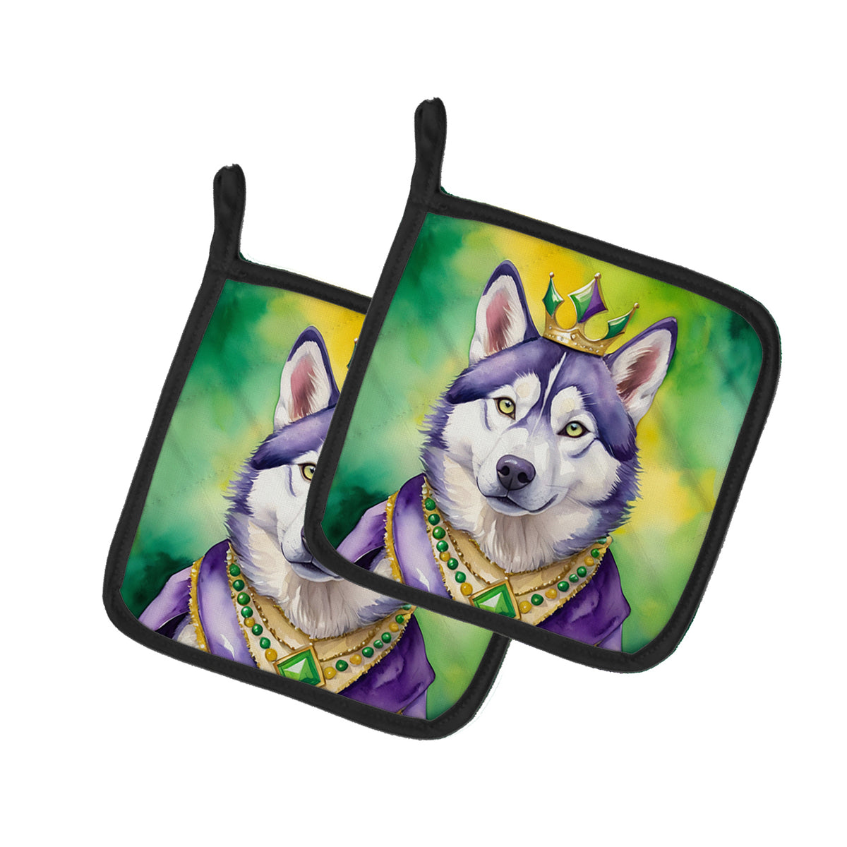 Buy this Siberian Husky King of Mardi Gras Pair of Pot Holders