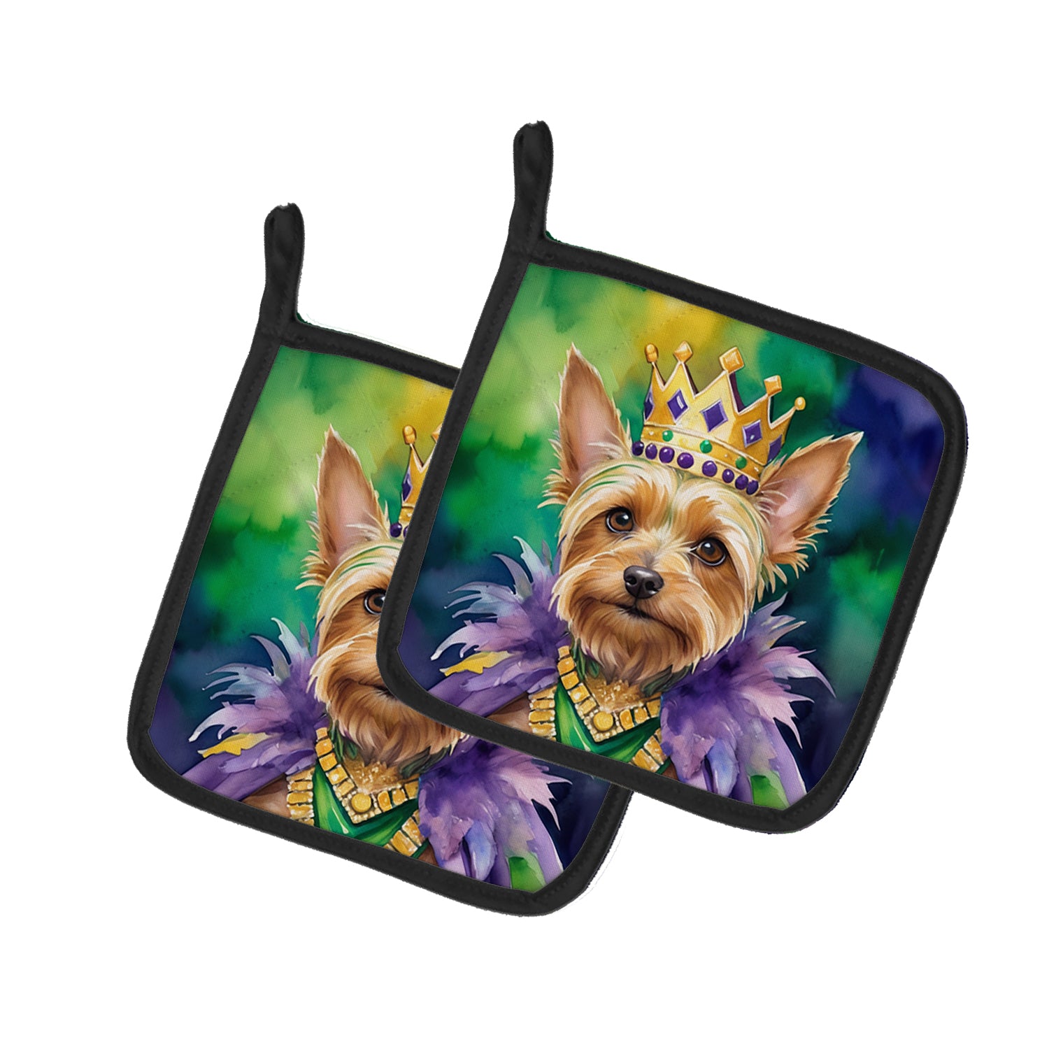 Buy this Silky Terrier King of Mardi Gras Pair of Pot Holders