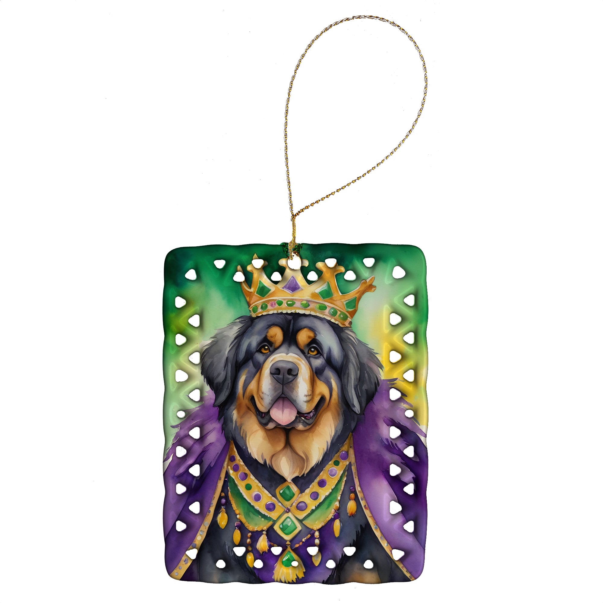 Buy this Tibetan Mastiff King of Mardi Gras Porcelain Ornament