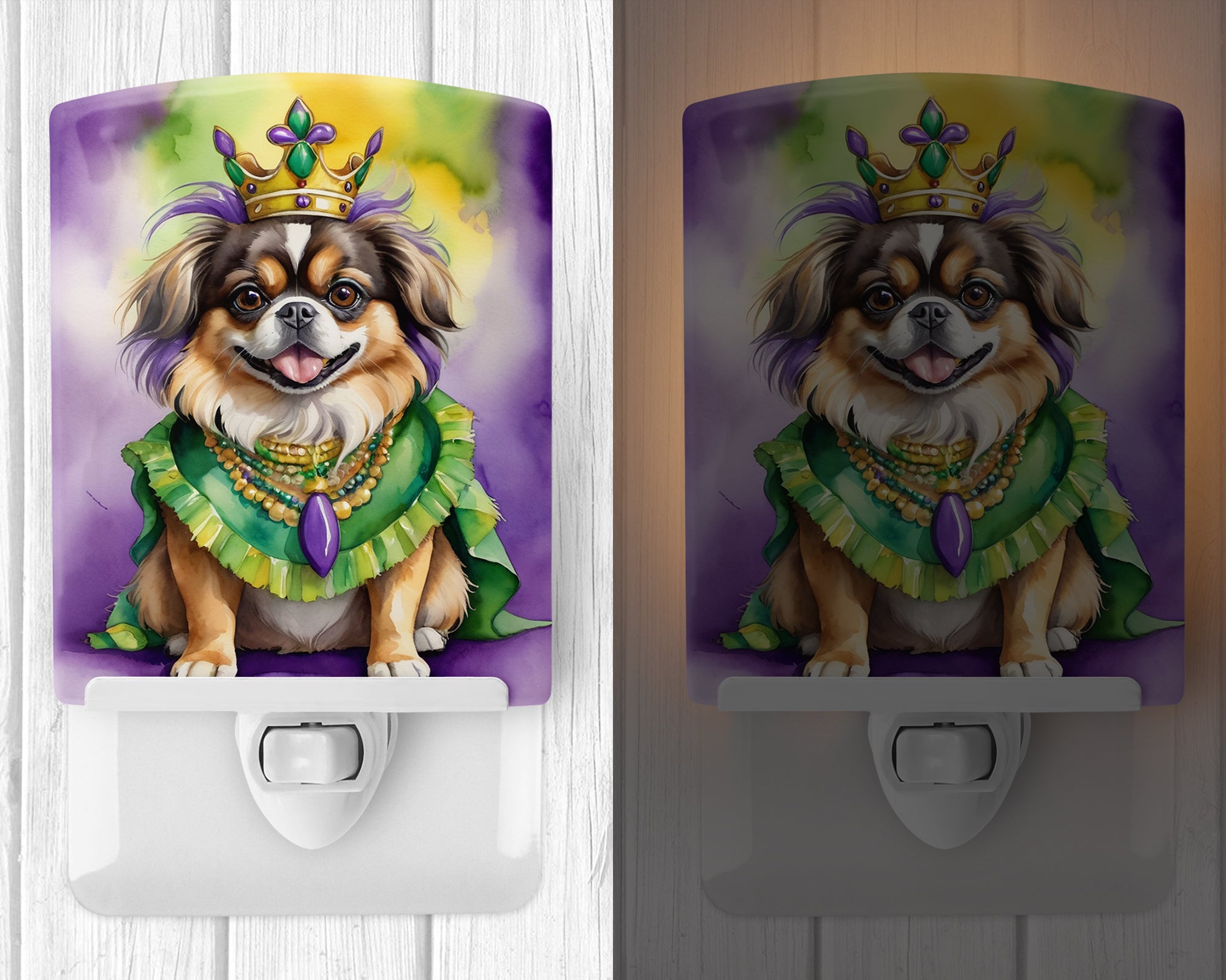 Tibetan Spaniel King of Mardi Gras Ceramic Night Light