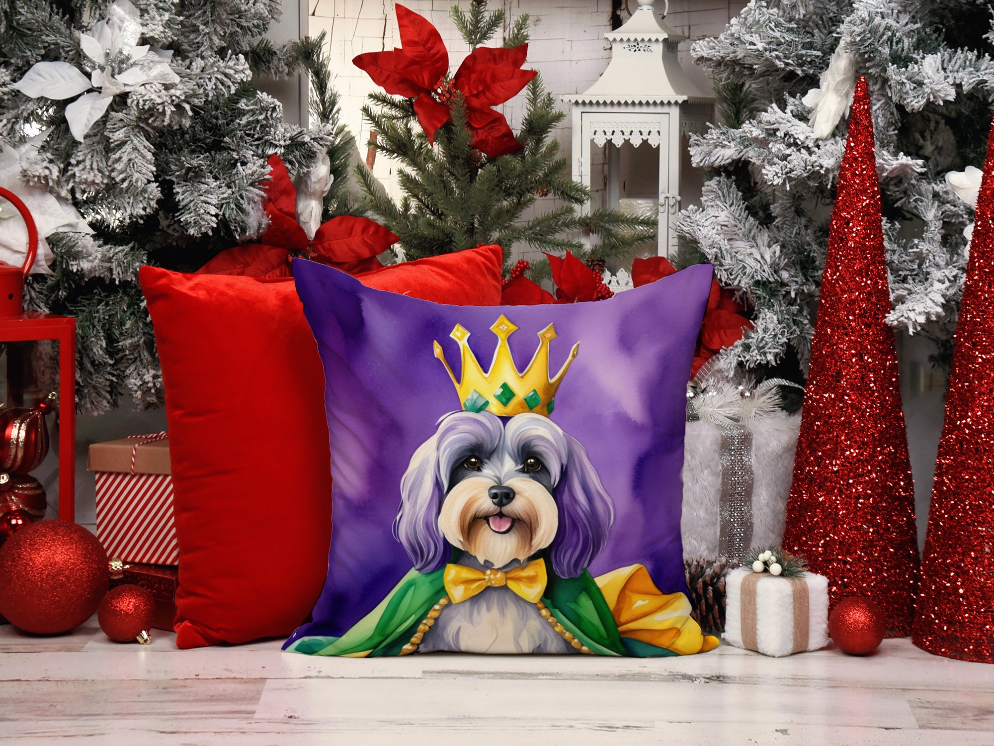 Tibetan Terrier King of Mardi Gras Throw Pillow