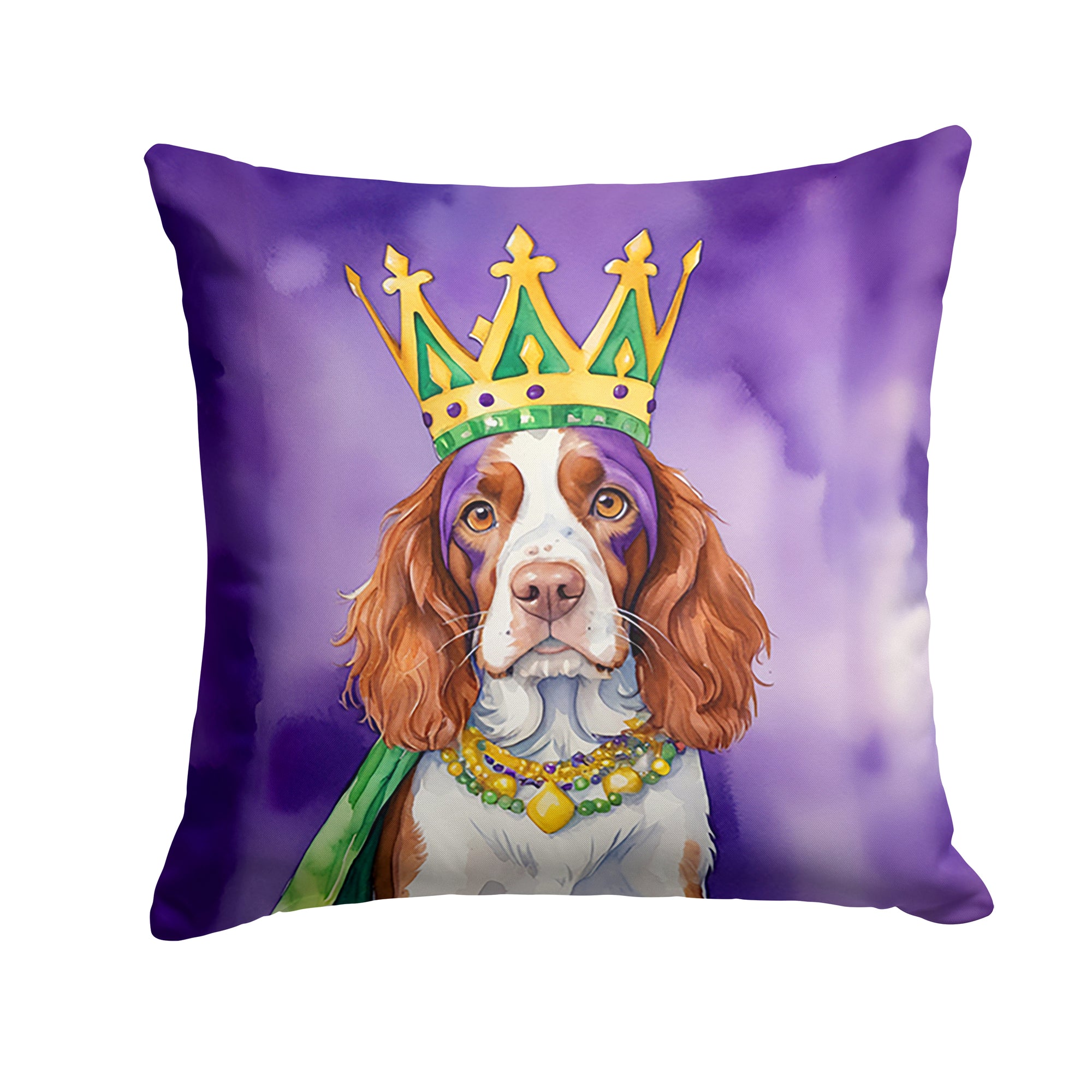 Buy this Welsh Springer Spaniel King of Mardi Gras Throw Pillow