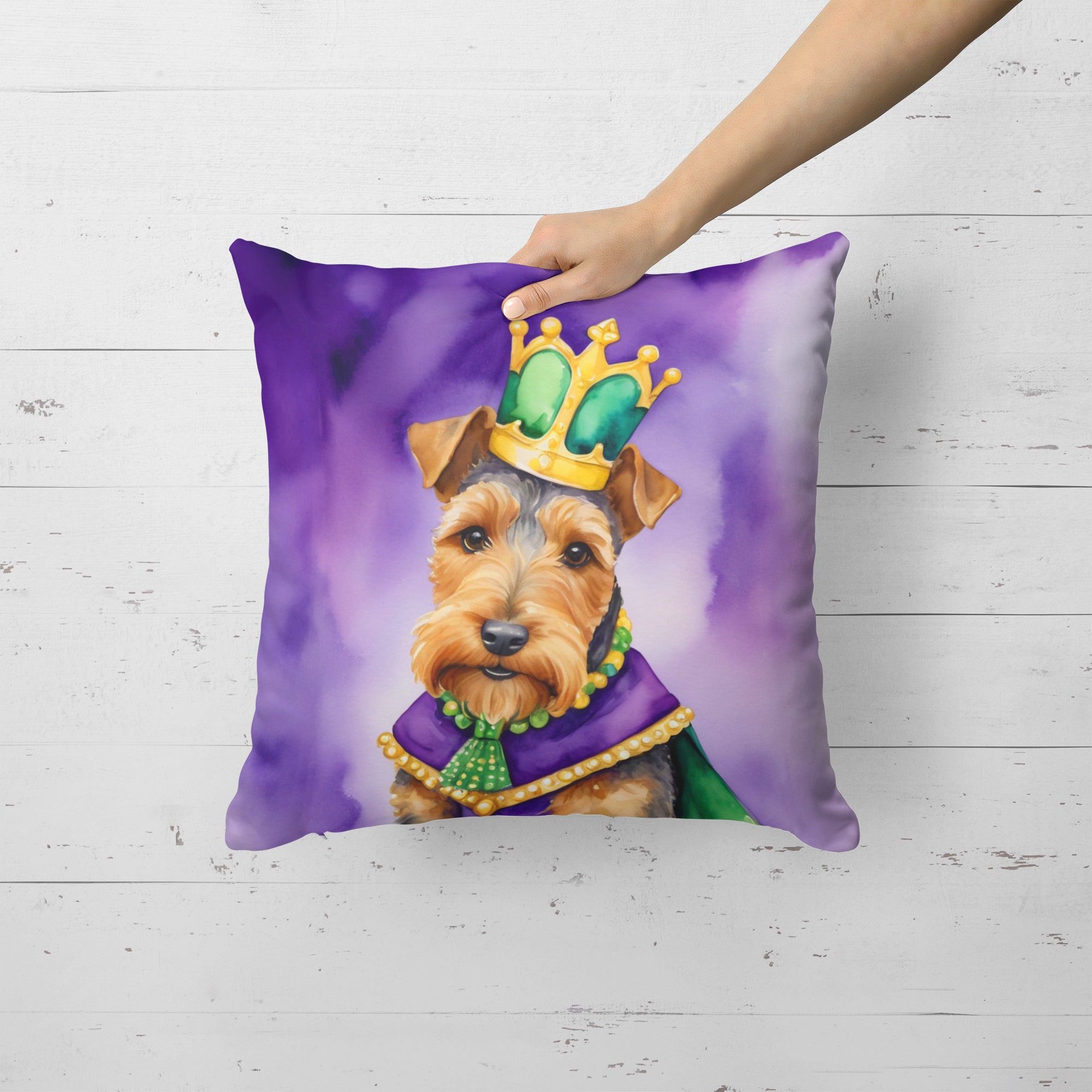 Buy this Welsh Terrier King of Mardi Gras Throw Pillow