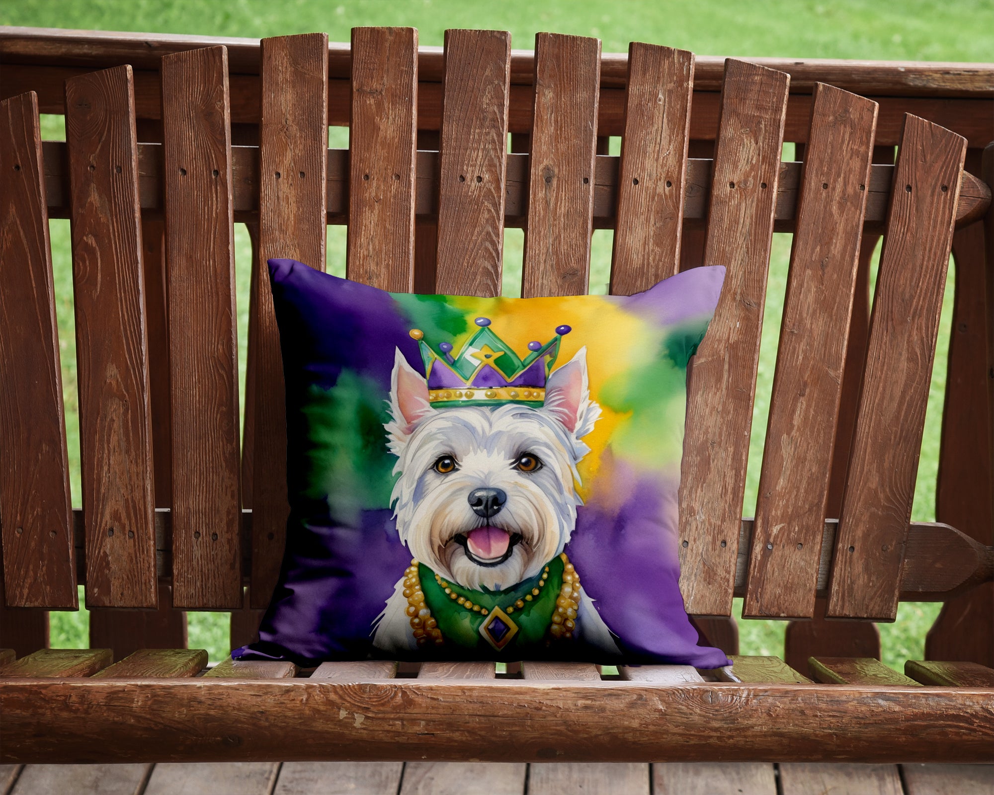 Buy this Westie King of Mardi Gras Throw Pillow