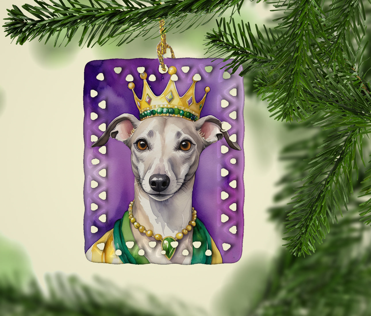 Buy this Whippet King of Mardi Gras Porcelain Ornament