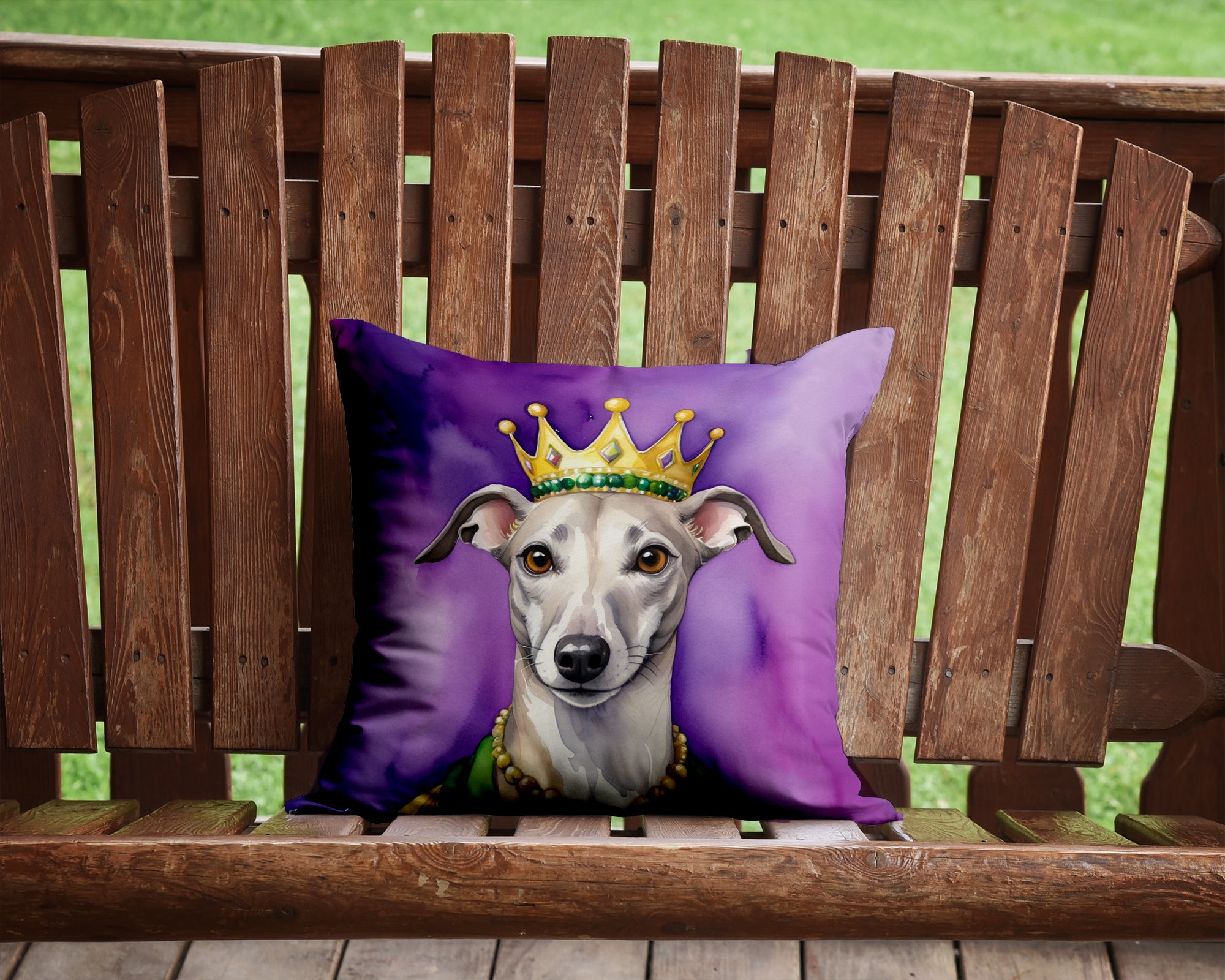 Buy this Whippet King of Mardi Gras Throw Pillow