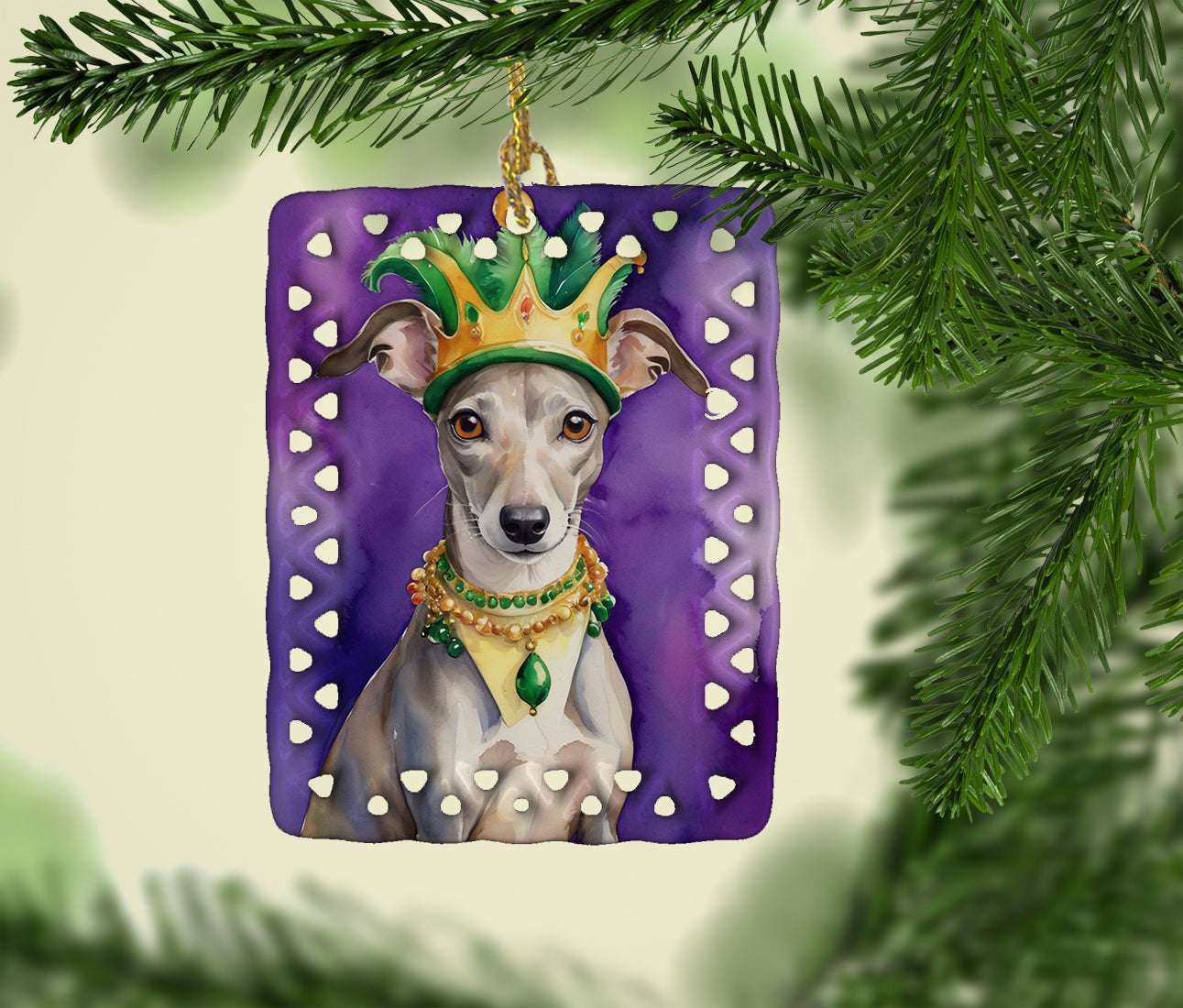 Buy this Whippet King of Mardi Gras Porcelain Ornament