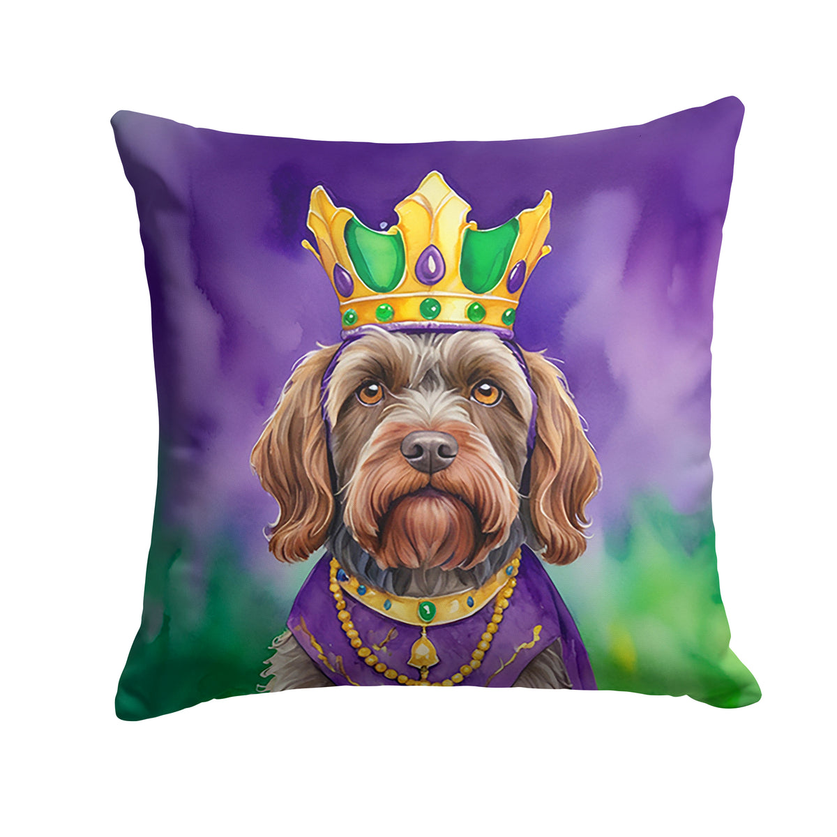 Buy this Wirehaired Pointing Griffon King of Mardi Gras Throw Pillow