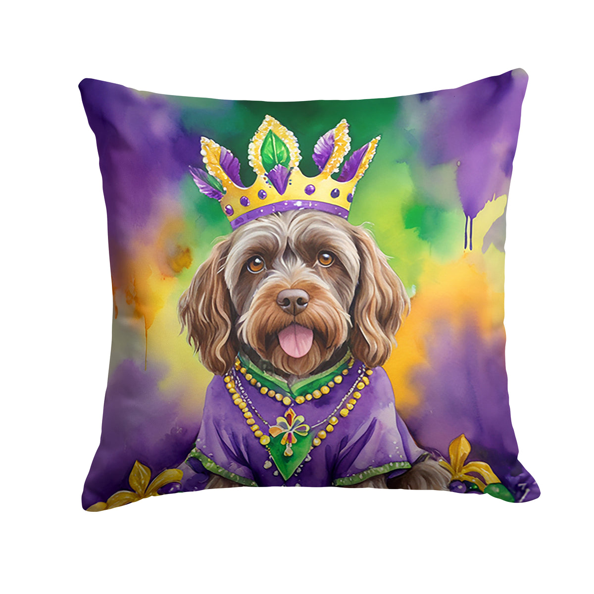 Buy this Wirehaired Pointing Griffon King of Mardi Gras Throw Pillow