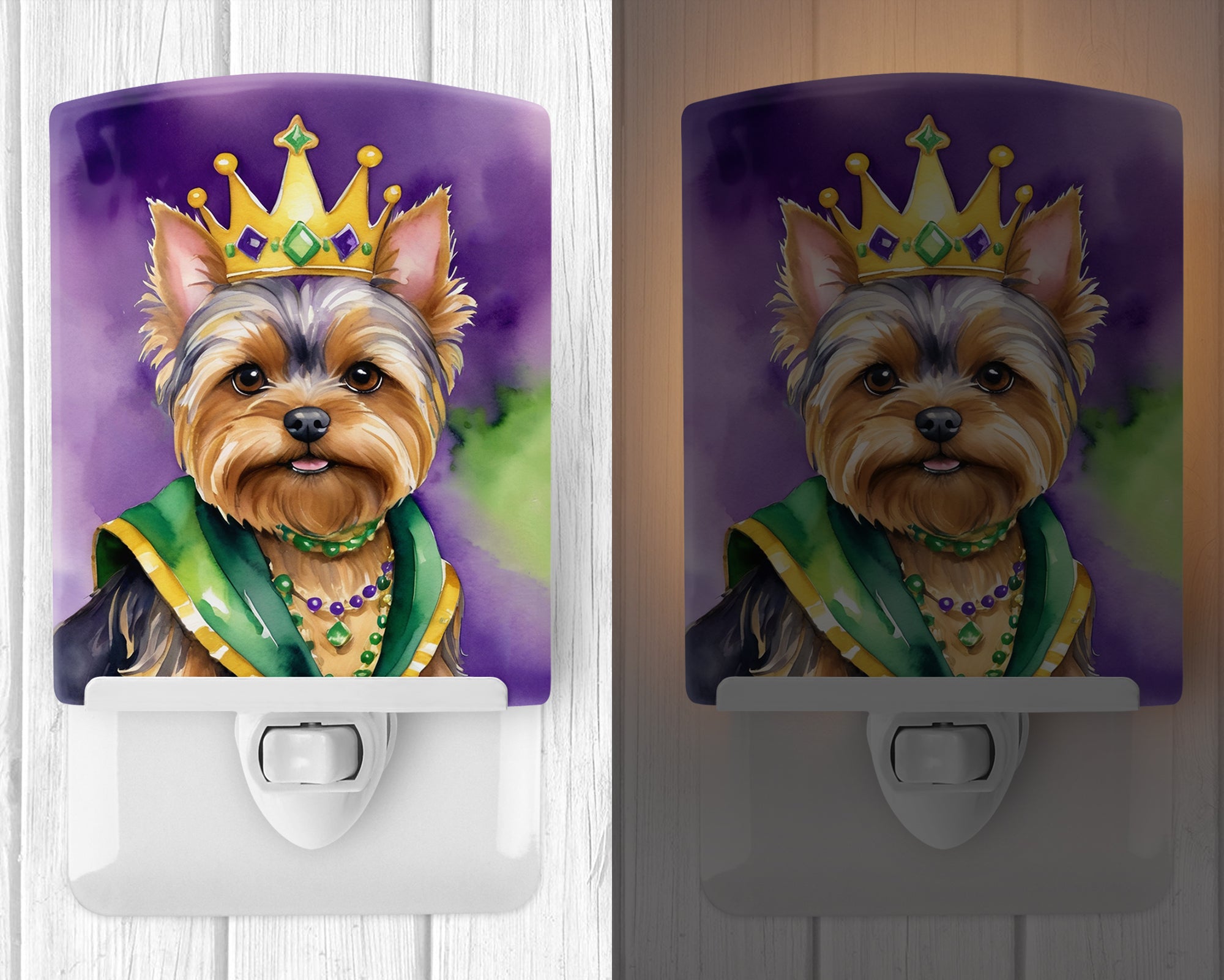 Yorkshire Terrier King of Mardi Gras Ceramic Night Light