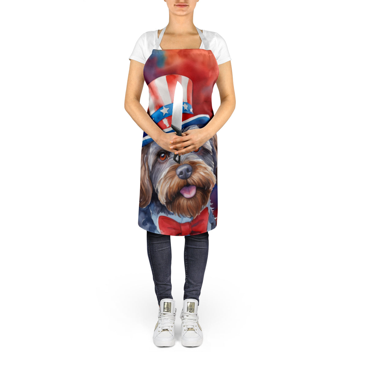 Wirehaired Pointing Griffon Patriotic American Apron