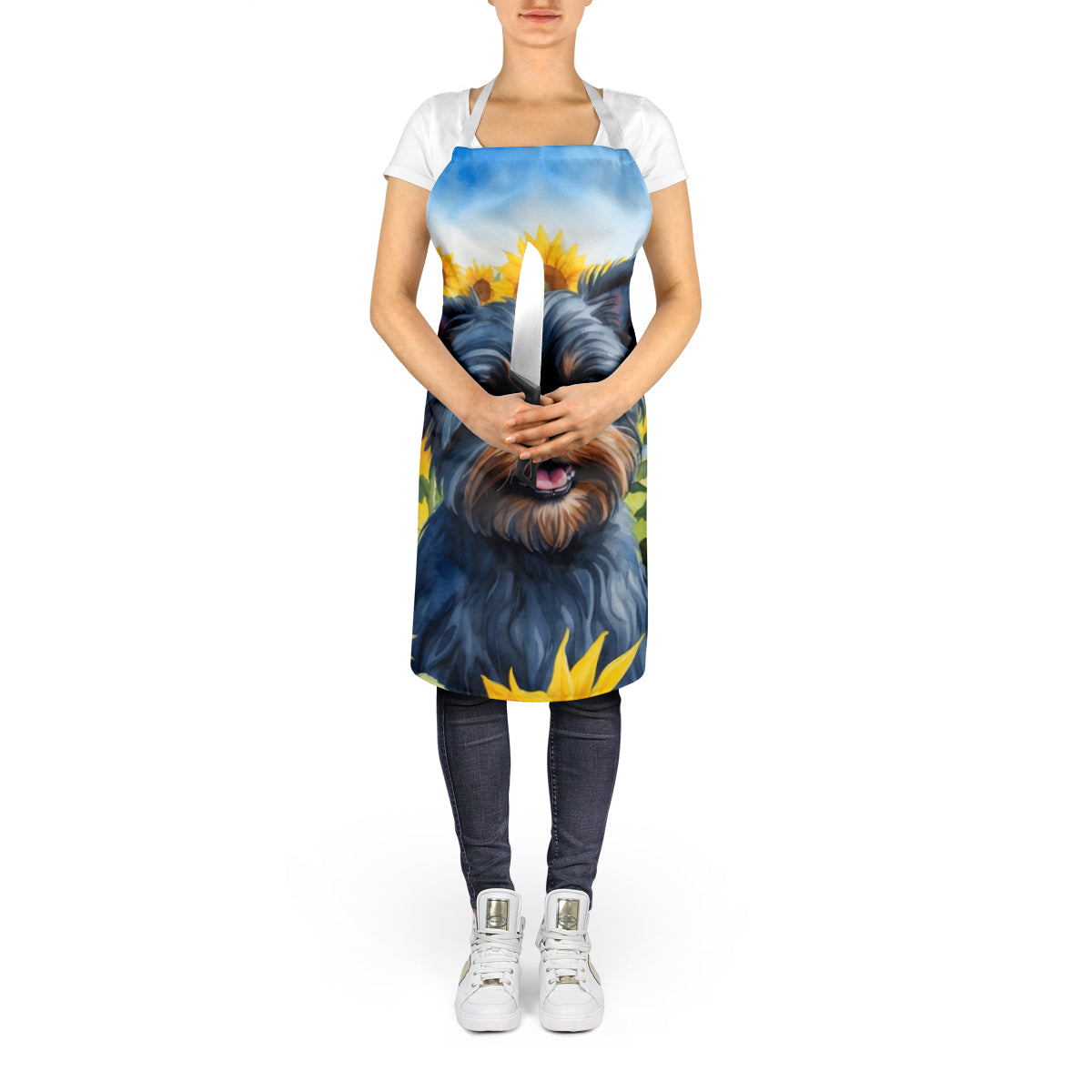 Affenpinscher in Sunflowers Apron