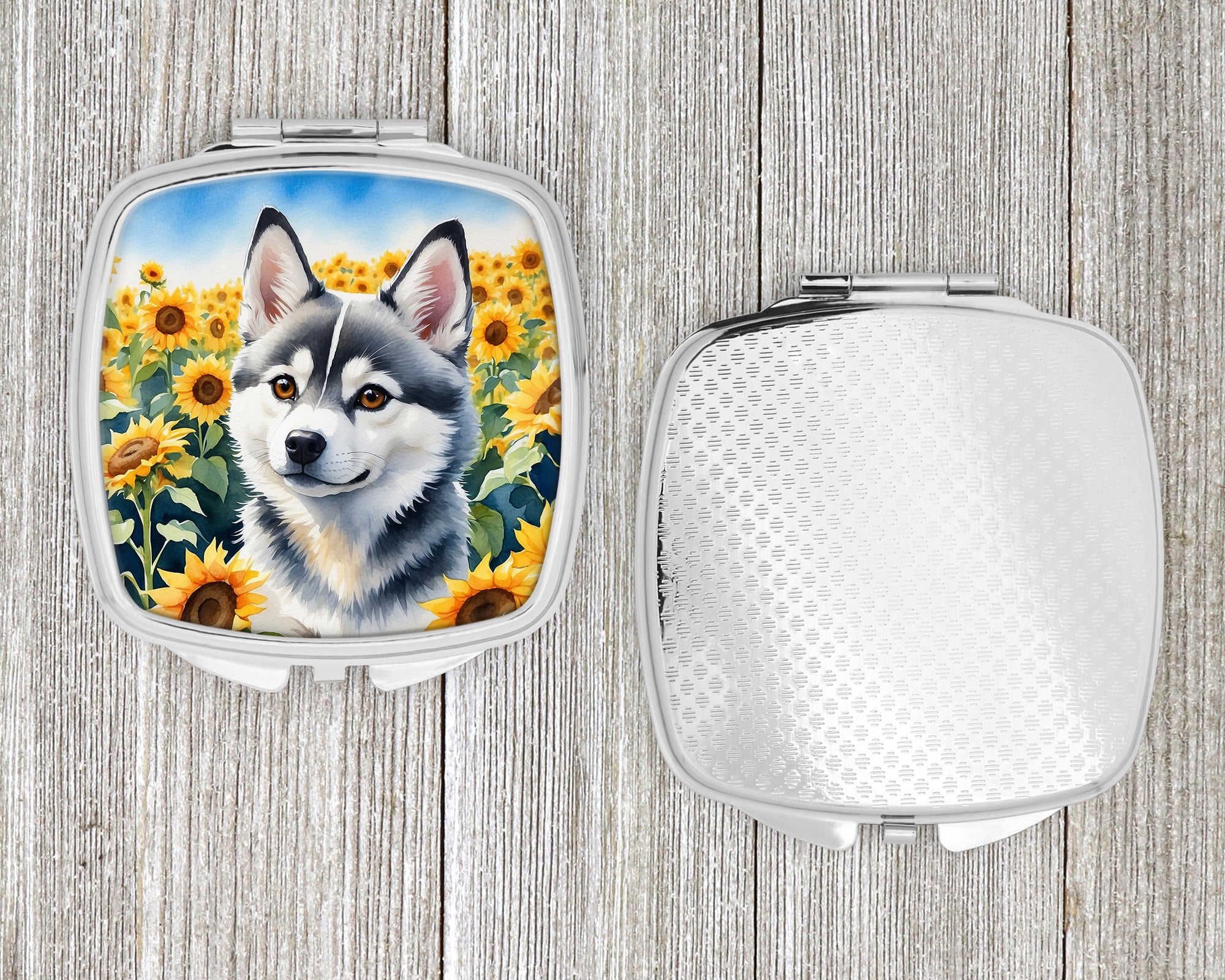 Alaskan Klee Kai in Sunflowers Compact Mirror