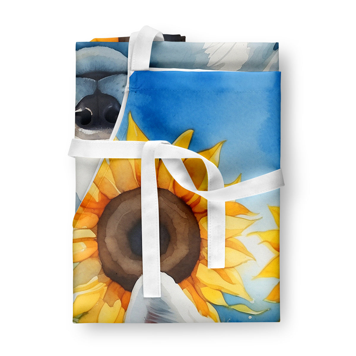 American Eskimo in Sunflowers Apron