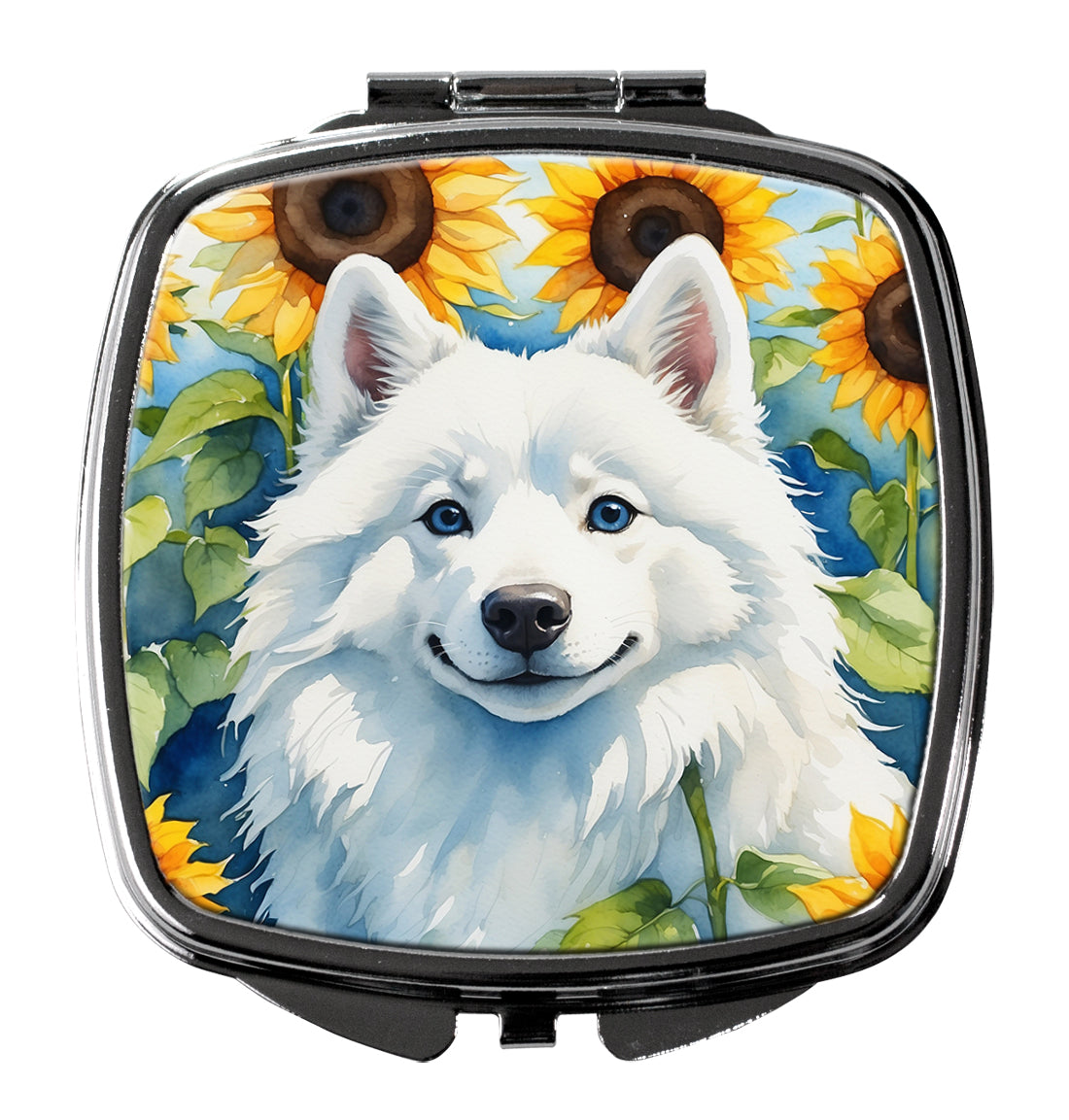 Buy this American Eskimo in Sunflowers Compact Mirror