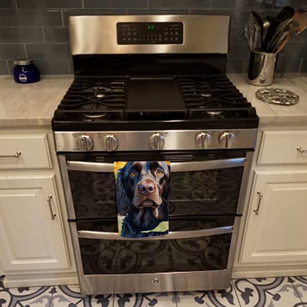 American Water Spaniel in Sunflowers Kitchen Towel