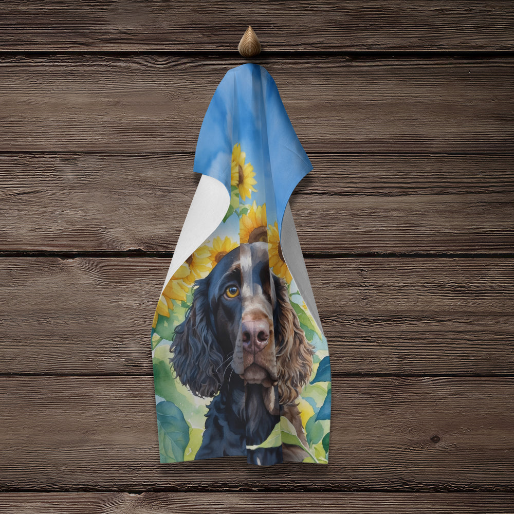 American Water Spaniel in Sunflowers Kitchen Towel