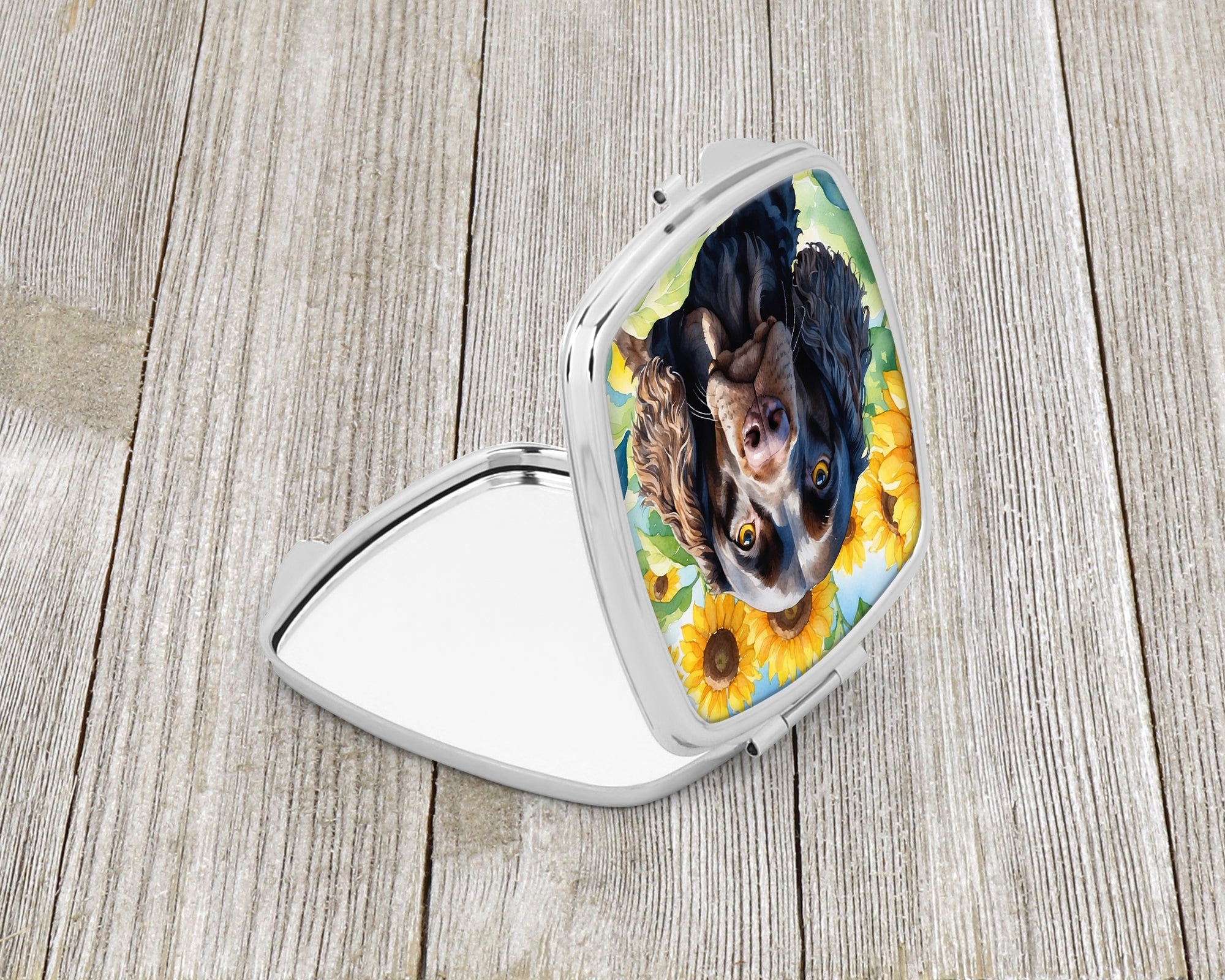 Buy this American Water Spaniel in Sunflowers Compact Mirror