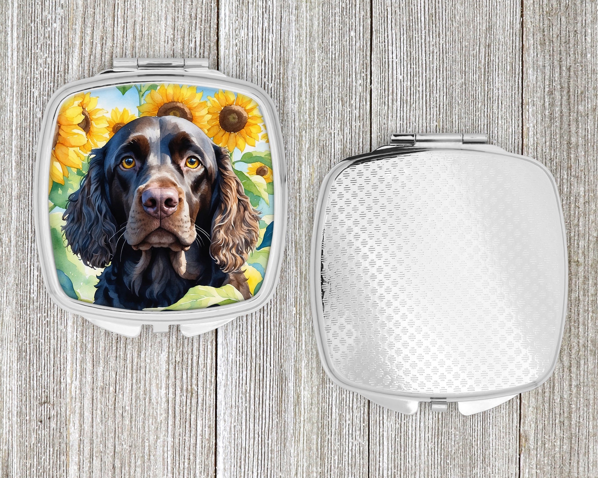 American Water Spaniel in Sunflowers Compact Mirror