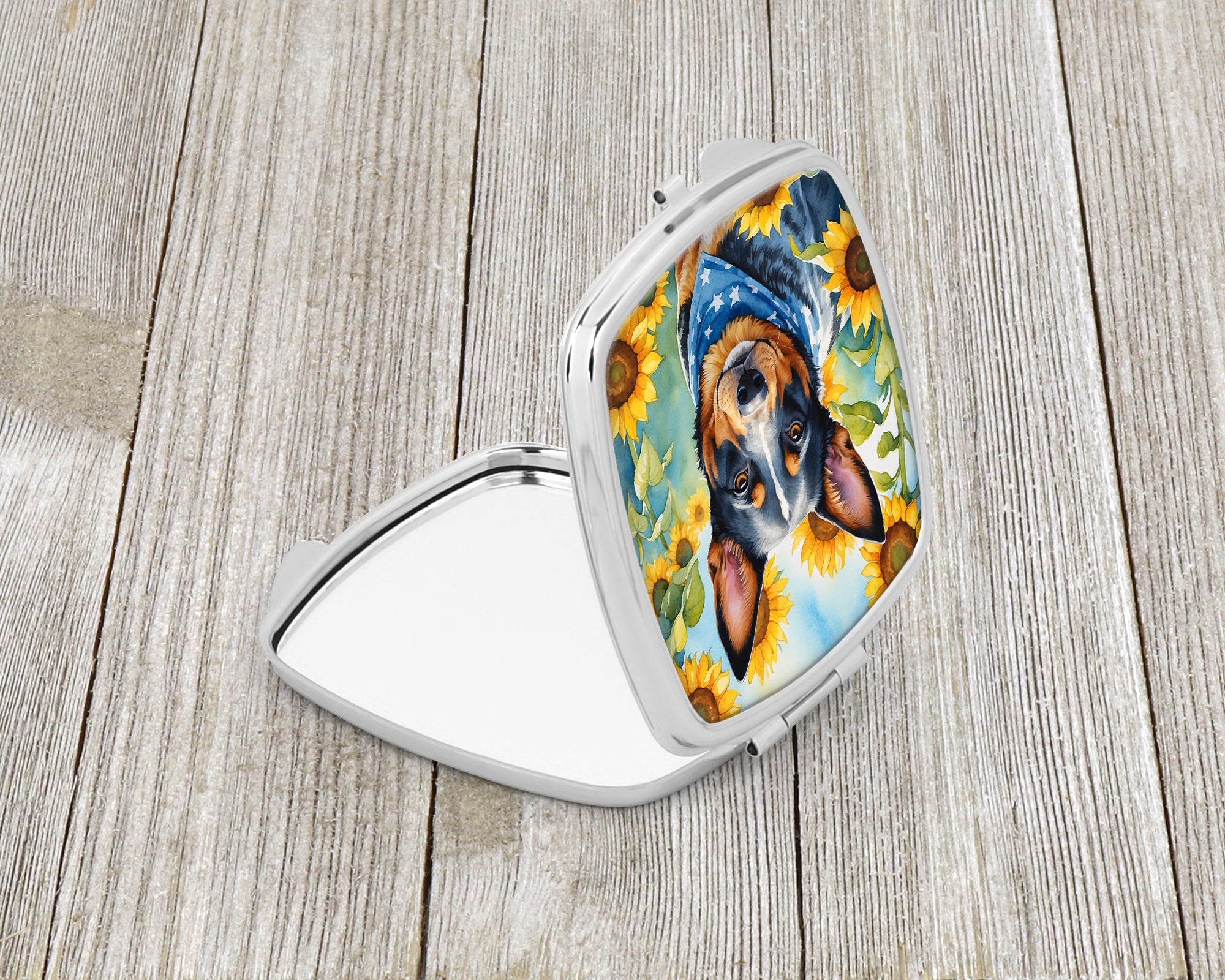 Buy this Australian Cattle Dog in Sunflowers Compact Mirror