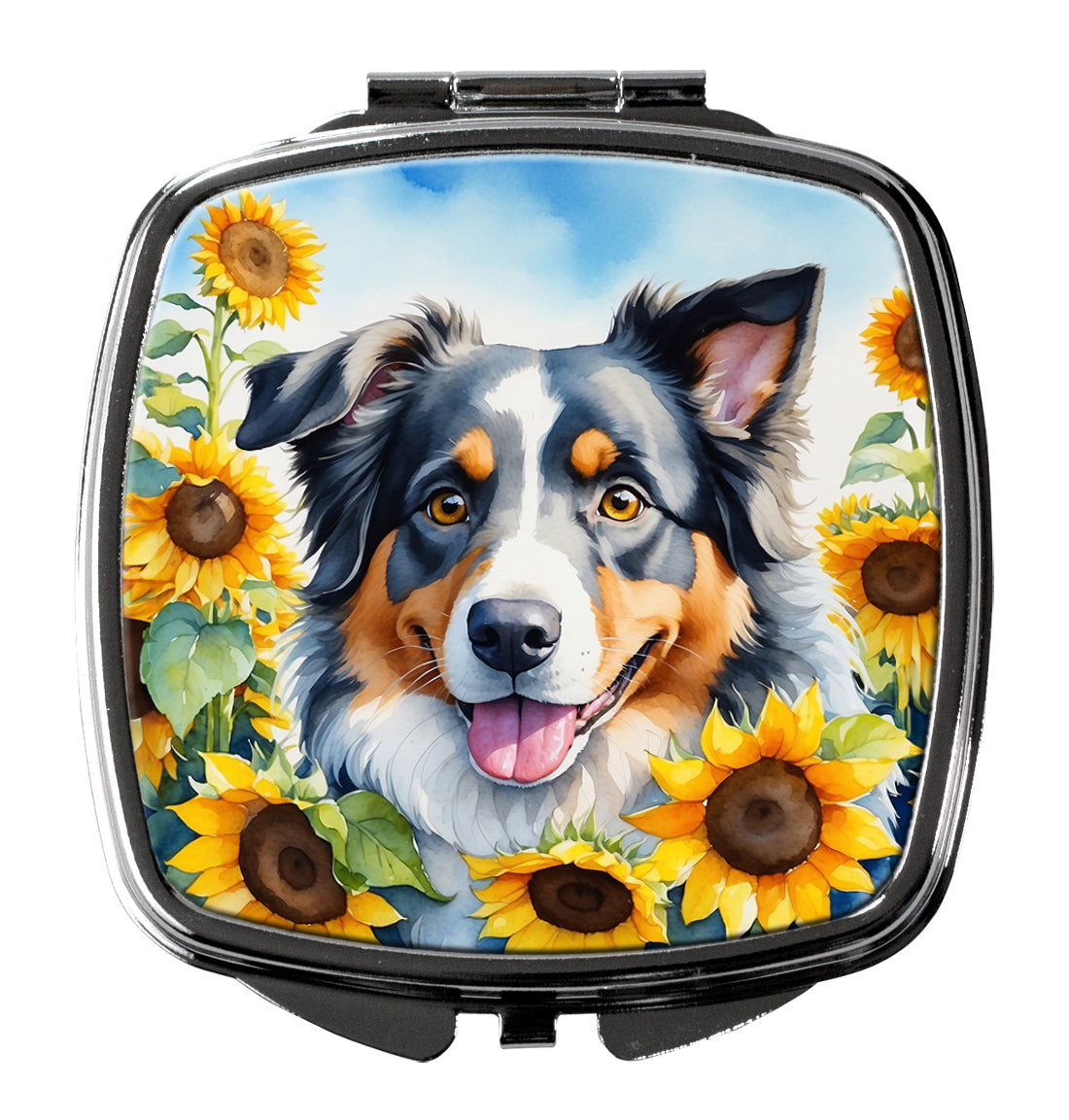 Buy this Australian Shepherd in Sunflowers Compact Mirror