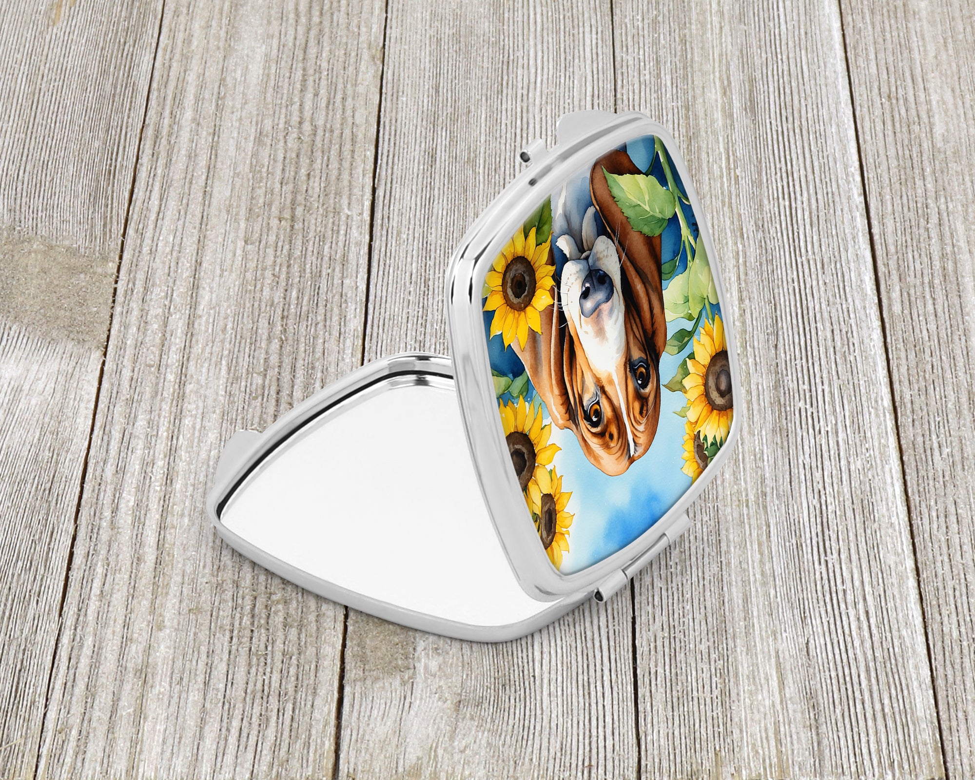 Buy this Basset Hound in Sunflowers Compact Mirror