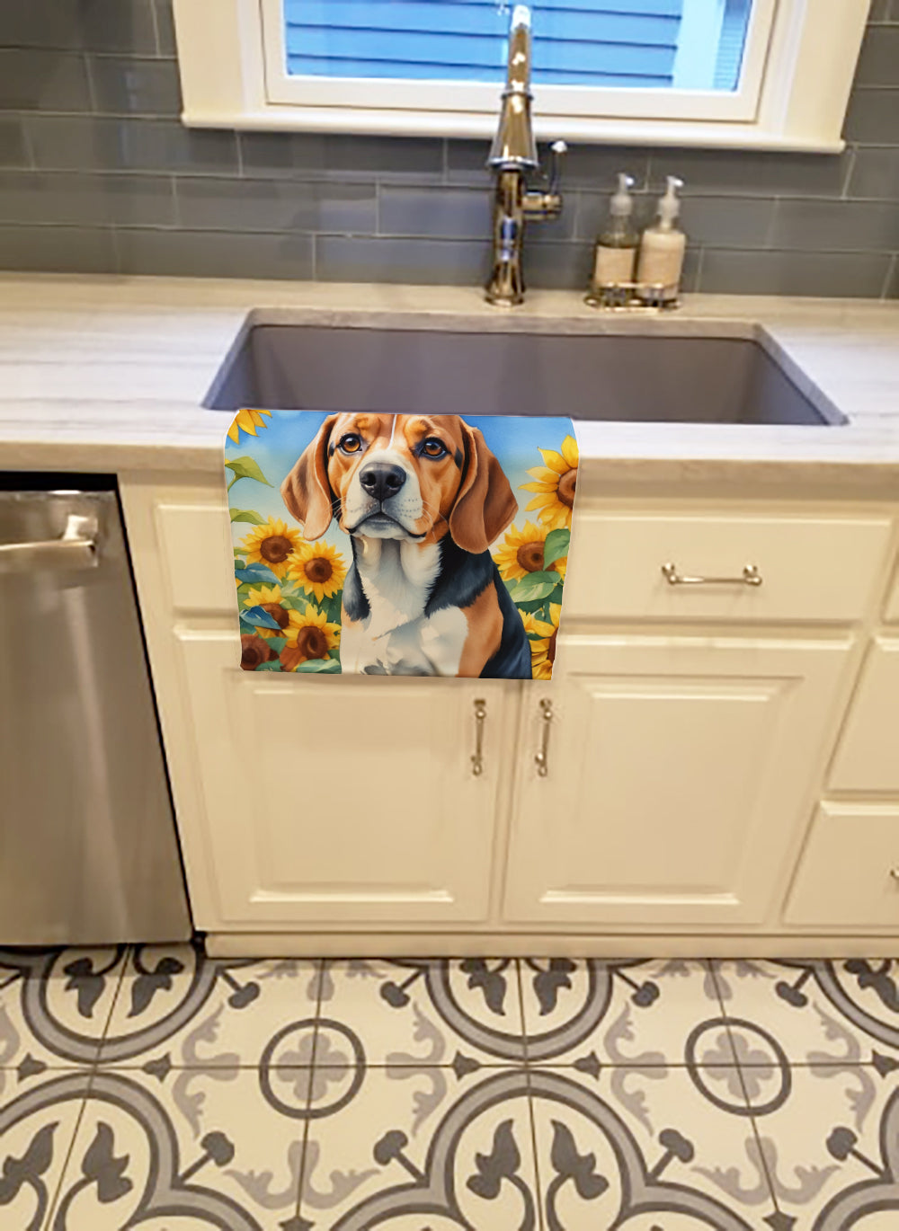 Buy this Beagle in Sunflowers Kitchen Towel