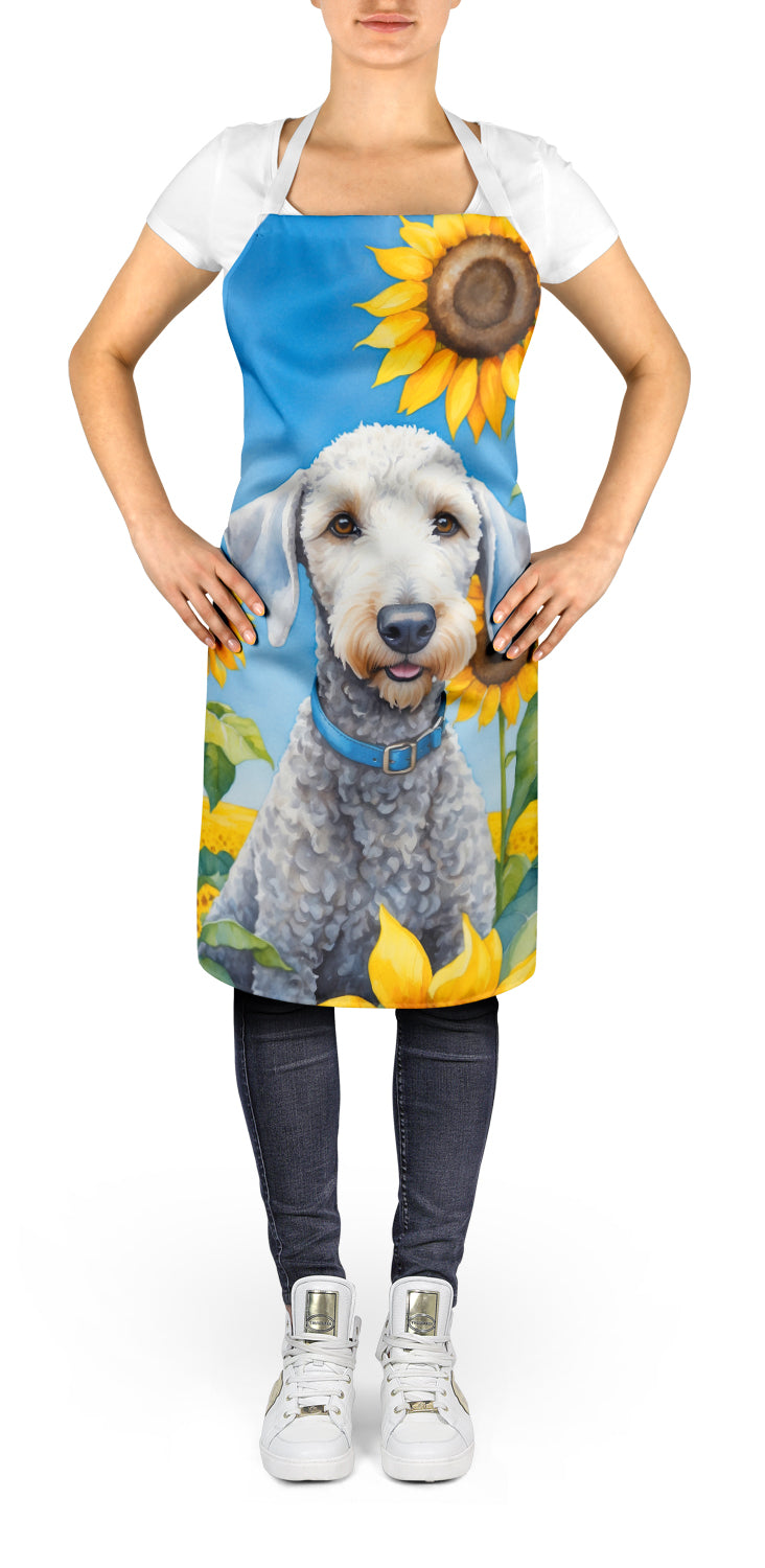 Bedlington Terrier in Sunflowers Apron