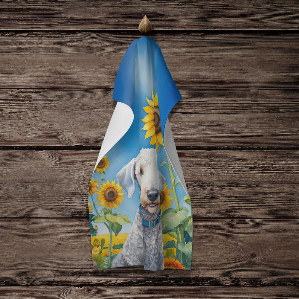 Bedlington Terrier in Sunflowers Kitchen Towel