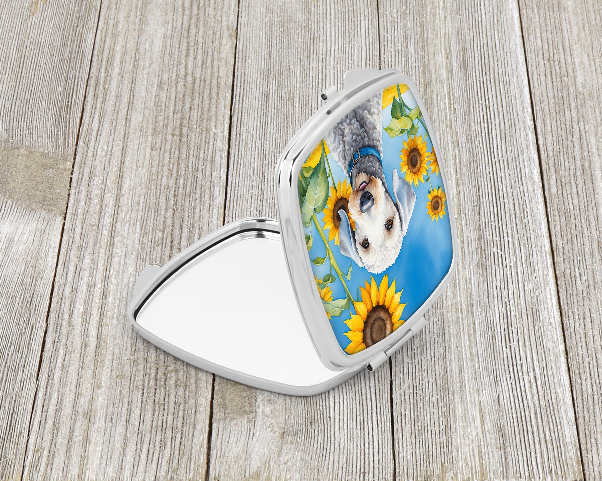 Bedlington Terrier in Sunflowers Compact Mirror